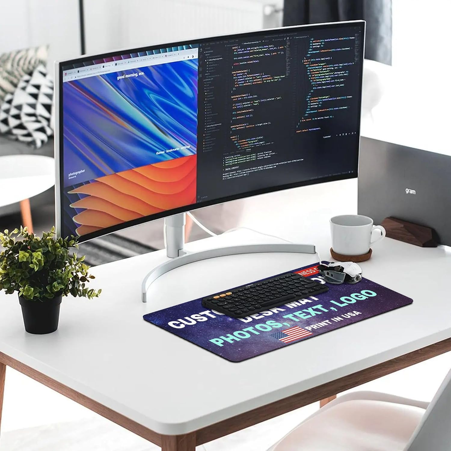 OHORTEB Custom Desk Mat with Photo, Personalized Image Text Laptop Mouse Pad, Customized Non-Slip Waterproof Desk Writing Pad for Office Home, Print in USA (1 Photo, 15.7‘’x35.4‘’ (40x90cm))