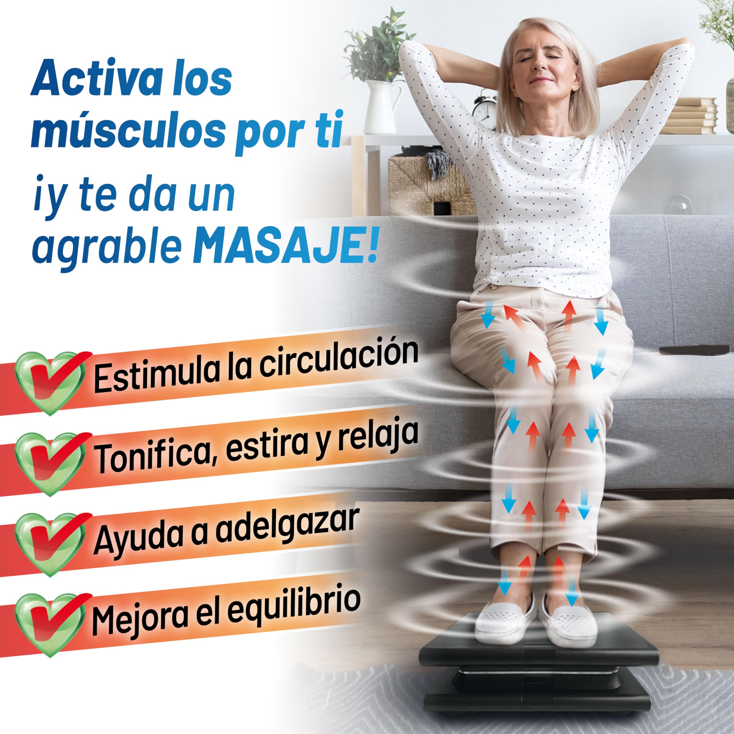 Plataforma VIBRATORIA VIBROSHAPER Limited Edition. Hace Ejercicio “por ti” y te relaja con un Masaje. Sin Esfuerzo ni Impacto en articulaciones. Estable, silenciosa, compacta, con Mando a Distancia