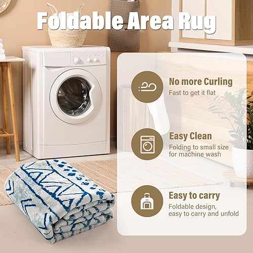 Miniatura 7 de Alfombra de pasillo lavable de 2 x 7 pies, antideslizante, estilo bohemio, marroquí, para interiores, para pasillo, granja, geométrica, alfombra