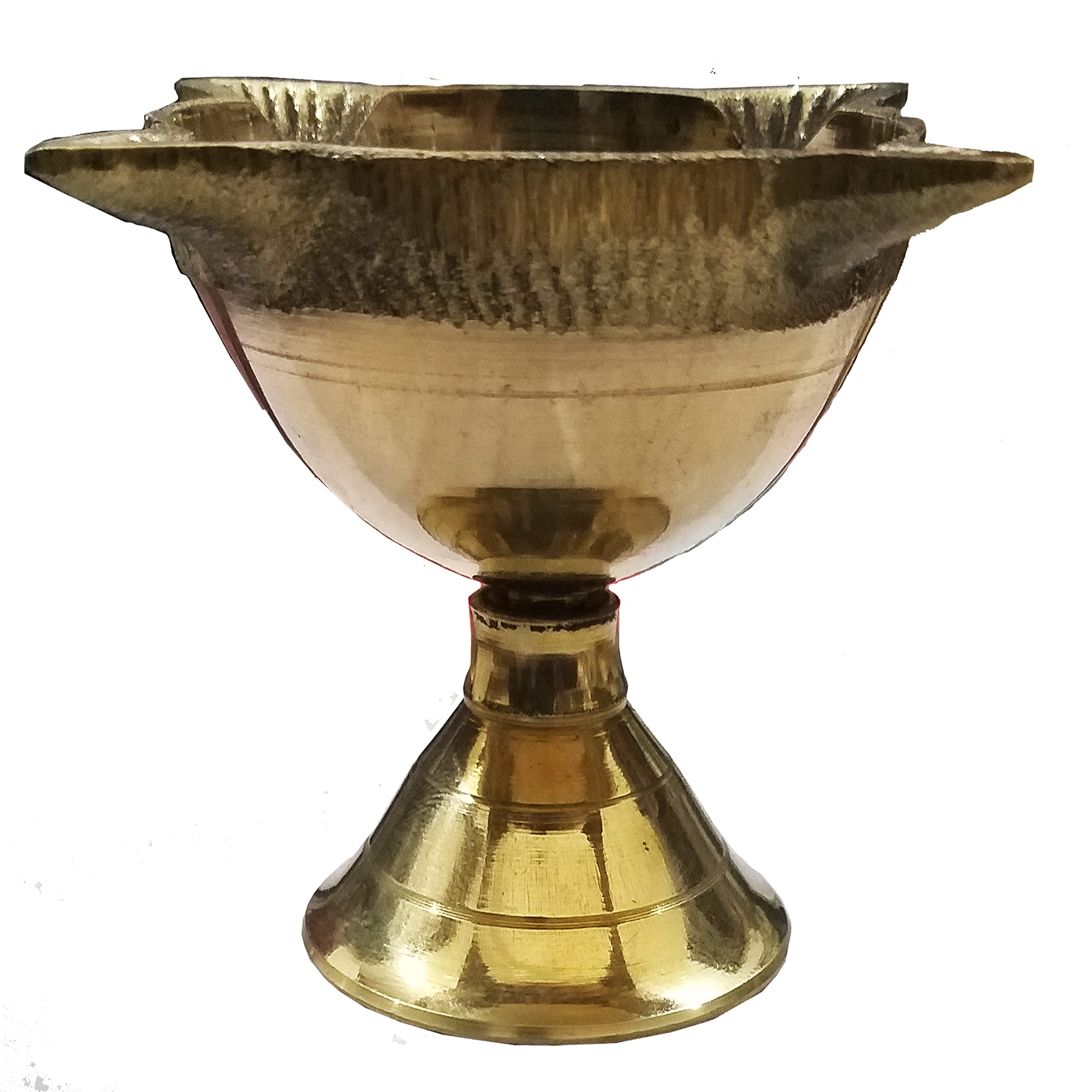 Designer Brass Charmukhi Mukh Pooja Diya for Diwali Pooja Decoration Four Face Pure Brass Oil Lamp Size - 7.5 cm.