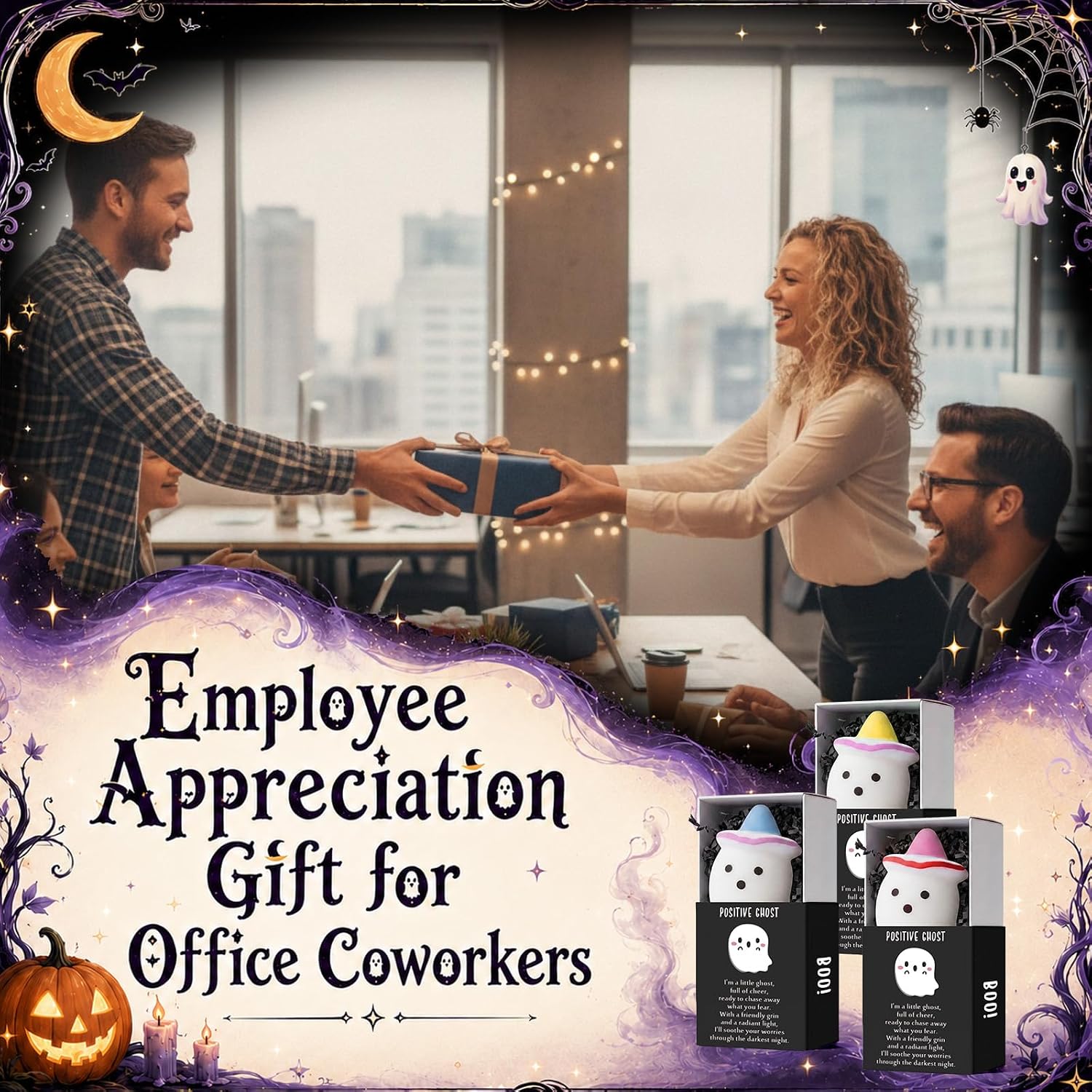 36 Sets Halloween Positive Gifts Luminous Ghost Desk Decor Trinkets, White