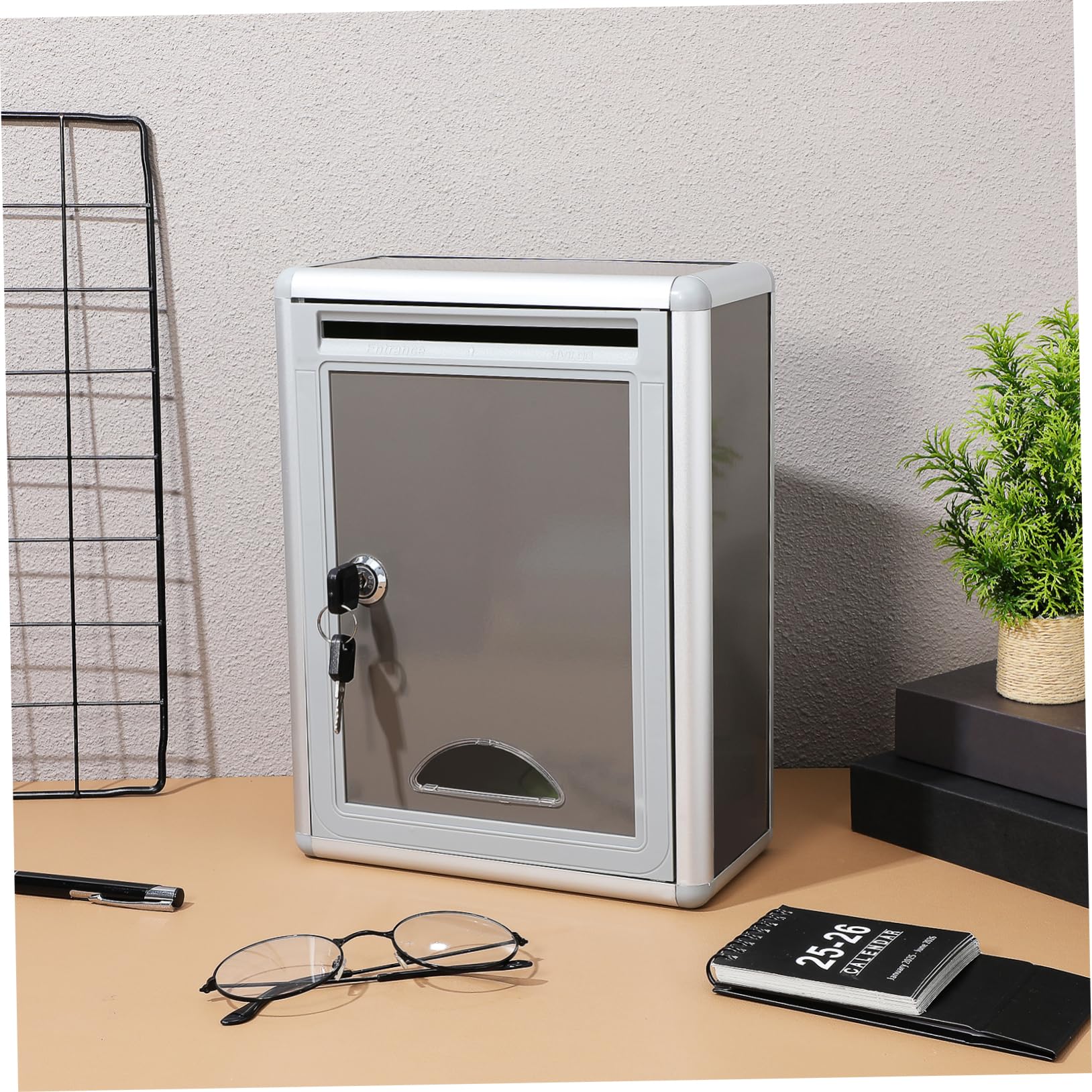 STOBOK Small Lockable Suggestion Box - Aluminum Alloy, Wall Mount, Weatherproof For Office Or Home