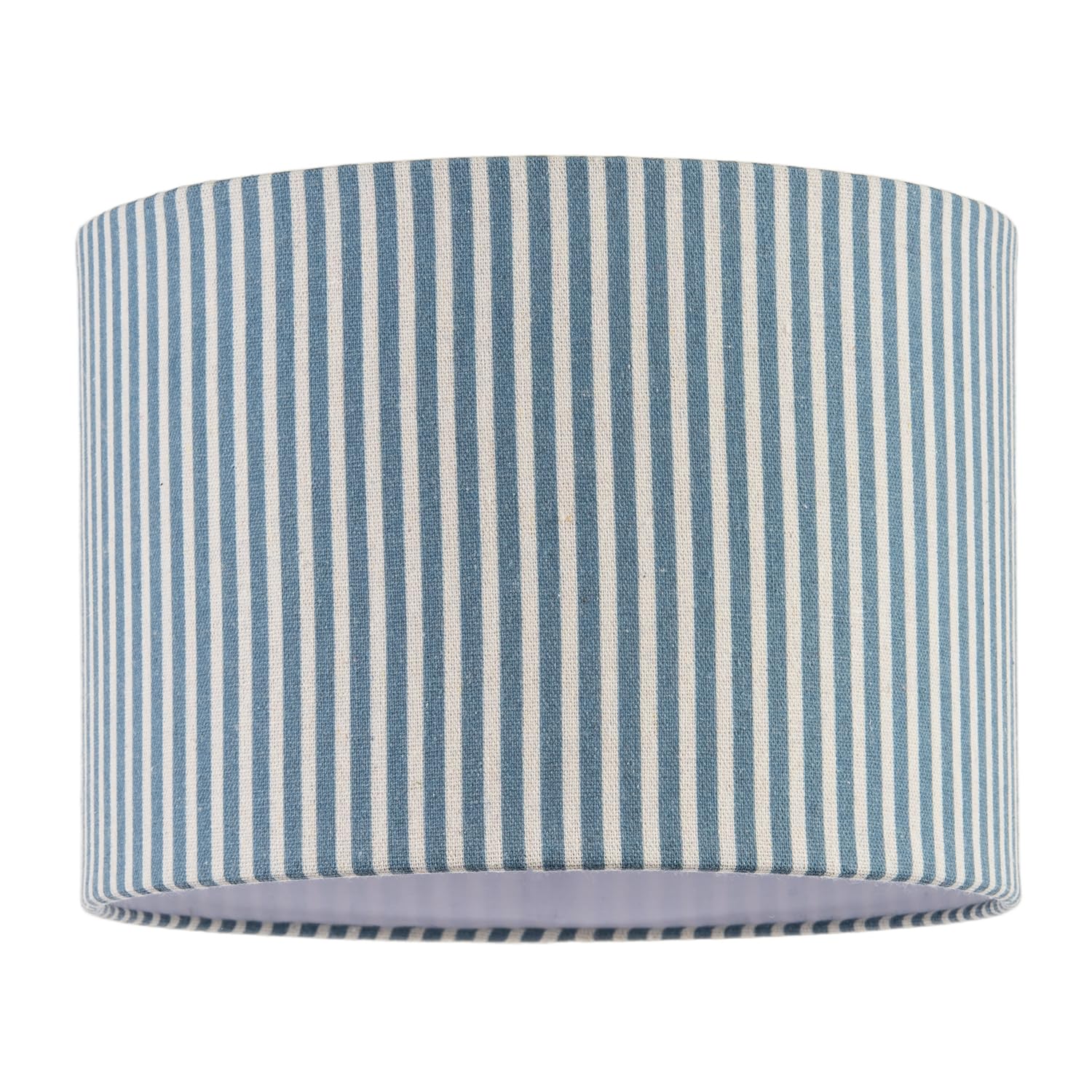 Dusty Blue Thin Striped Linen Fabric Lamp Shade with Inner White Cotton Lining | 30cm x 20cm | for Traditional Farmhouse Coastal and Modern Interiors by Happy Homewares
