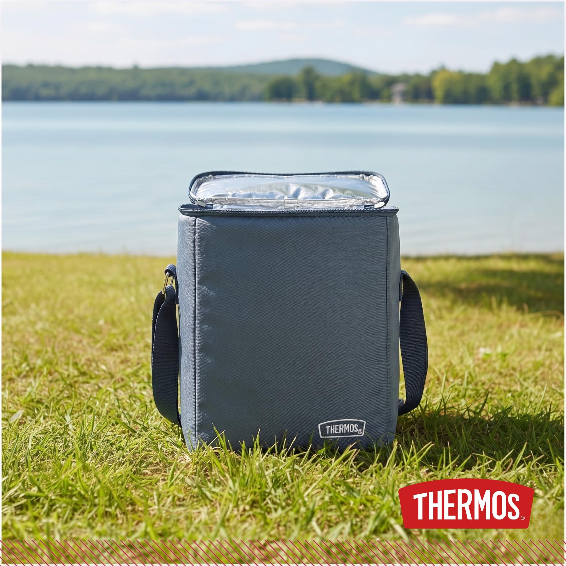 Thermos Eco Cool Borsa Termica Isotermica 36 Lattine 25L 35x27x32cm Blu | 7h freddo, tessuto in rPET, tracolla regolabile, Isolamento termico IsoTec, senza BPA, senza PVC, per picnic e mare