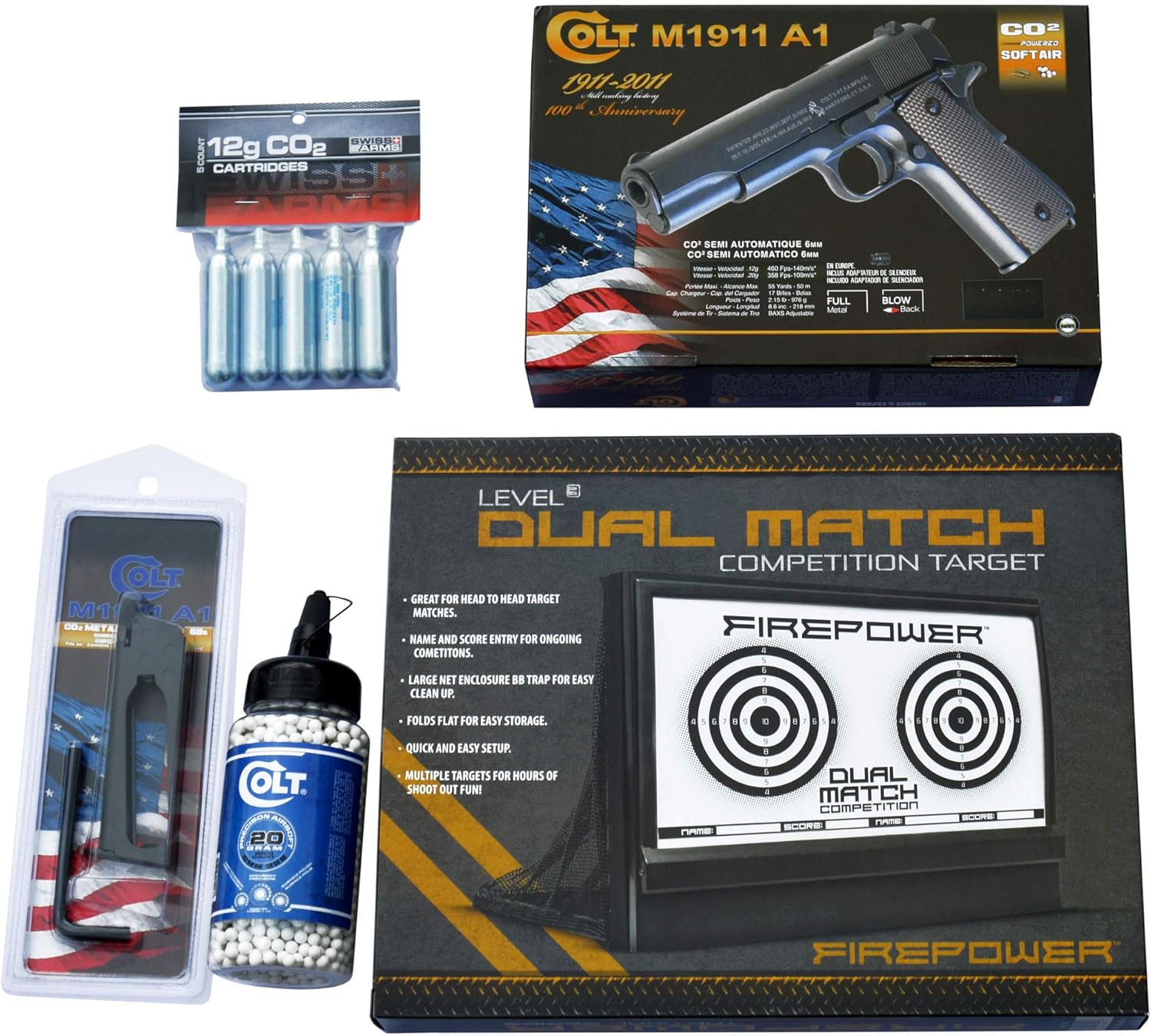 Colt 1911 Full Metal CO2 Blowback Airsoft Pistol Kit 5