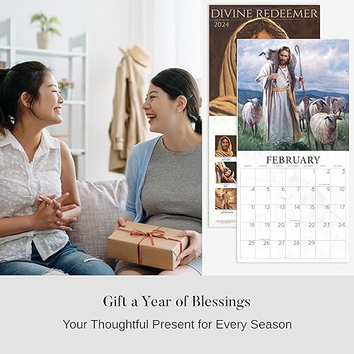 Miniatura 7 de HavenLight Calendario artístico para pared 2024  "Divine Redeemer" por Del Parson, 12 x 12 pulgadas impreso en papel de archivo de alta calidad,