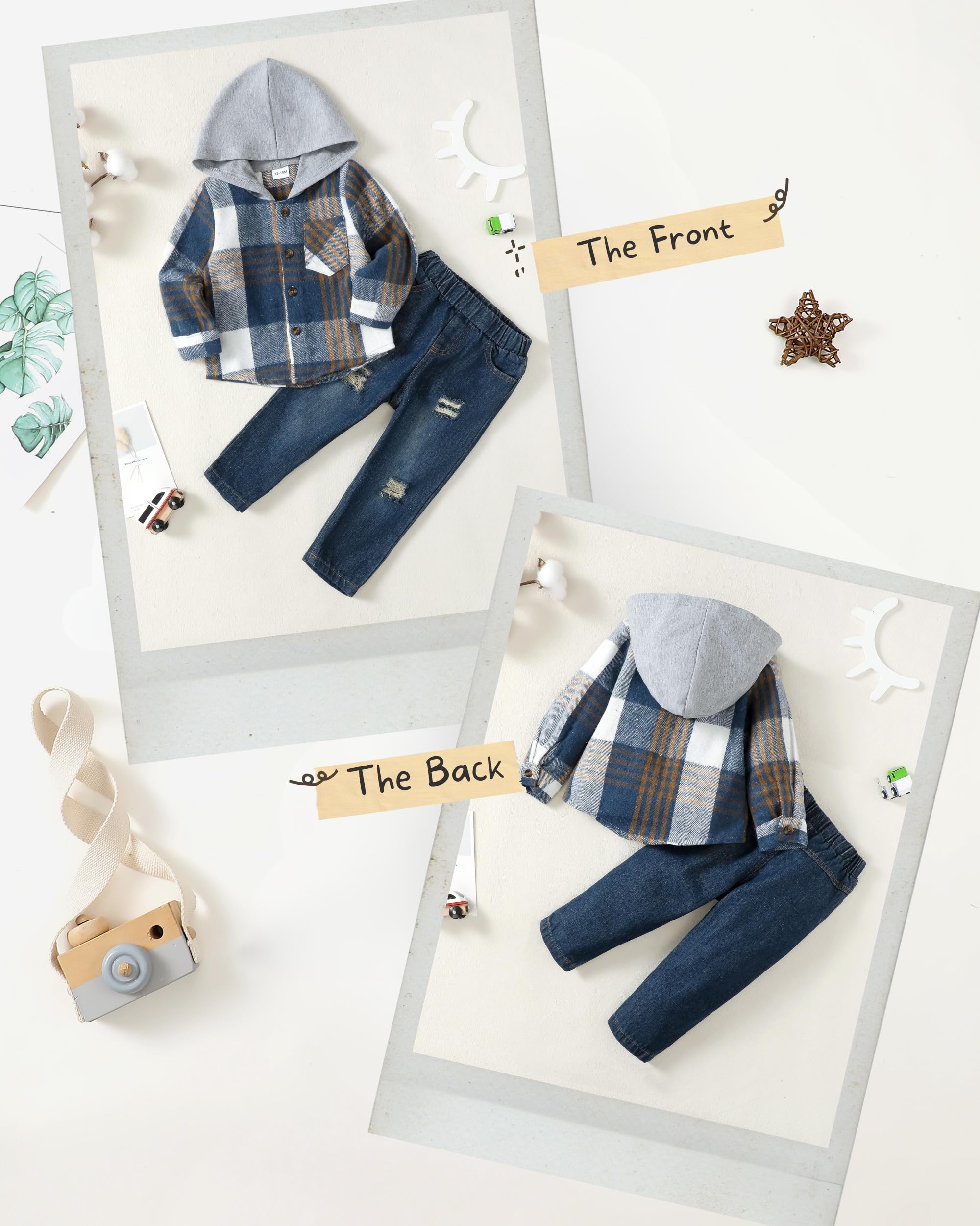 XUANHAO Conjunto de ropa para niños pequeños de 12, 18, 24 meses, 2T, 3T, 4T, 5T, sudadera con capucha y pantalones vaqueros para otoño e invierno