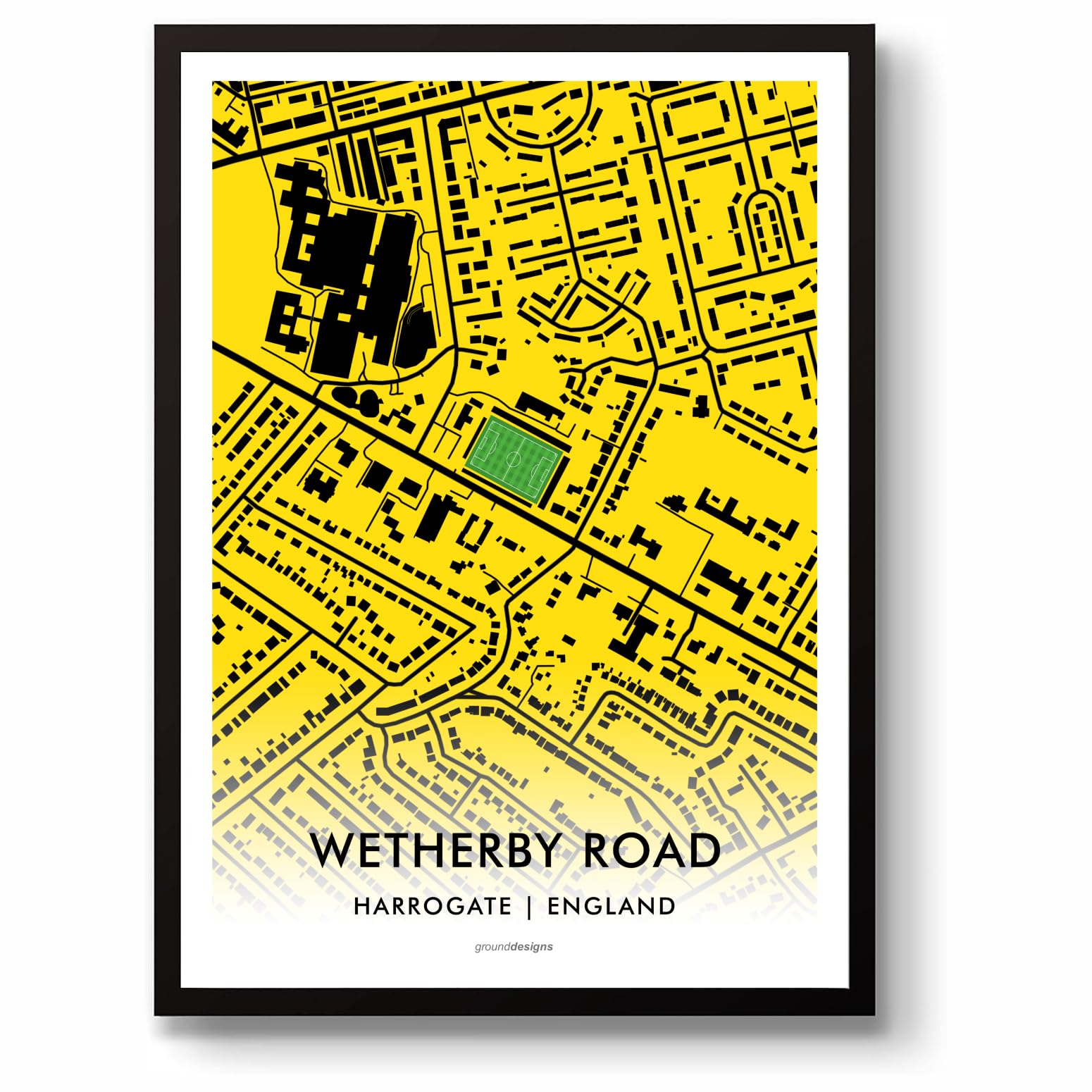 Grounddesigns Yellow And Black Harrogate Town Wetherby Road Stadium Map