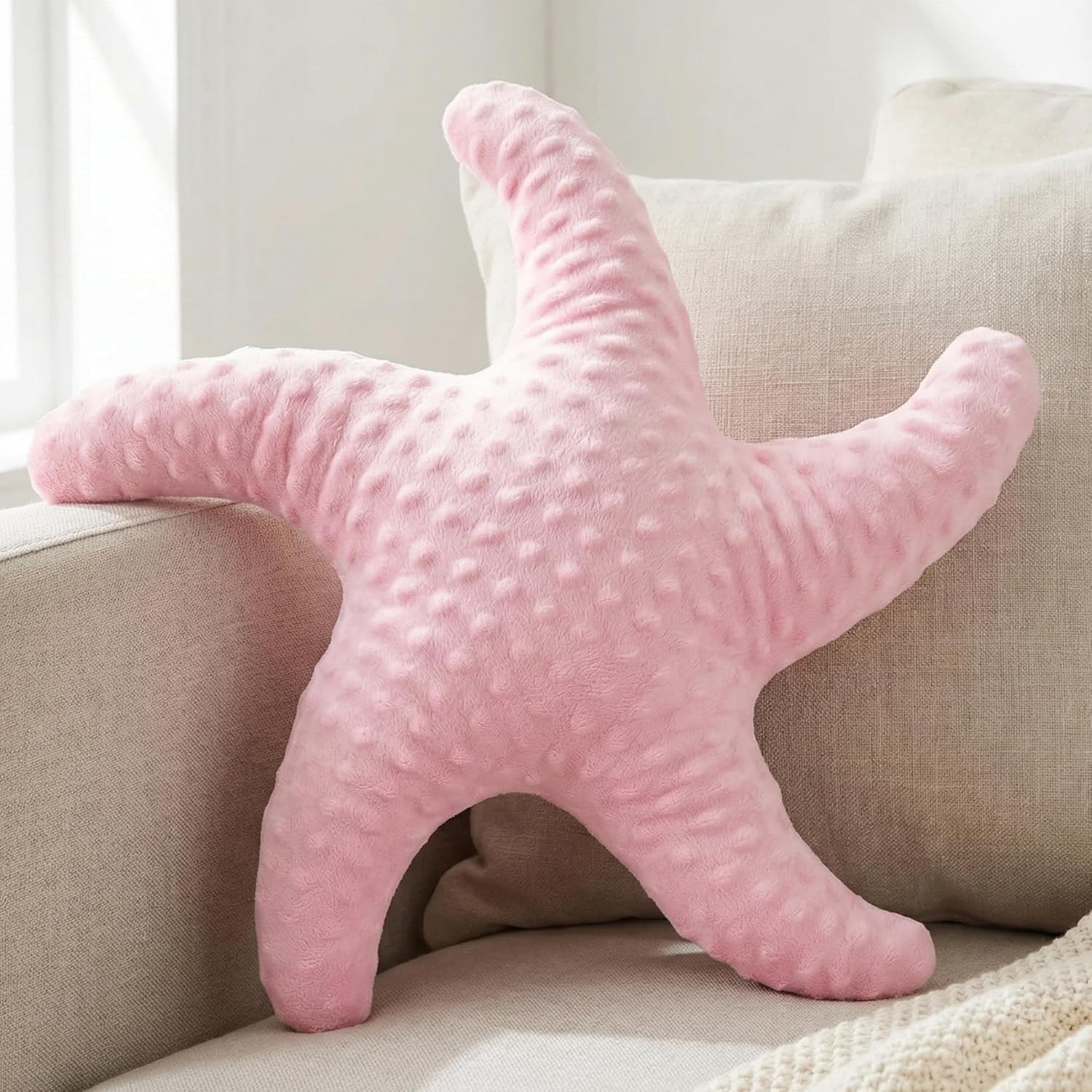 XIAJIA 2 PCS Starfish Pillow Decorative Throw Pillow, 19.68x19.68 Inch Coastal Beach Pillow, Ocean Decor Beach Themed Room Accent Pillow for Couch Bed Bedroom（White/Blue）