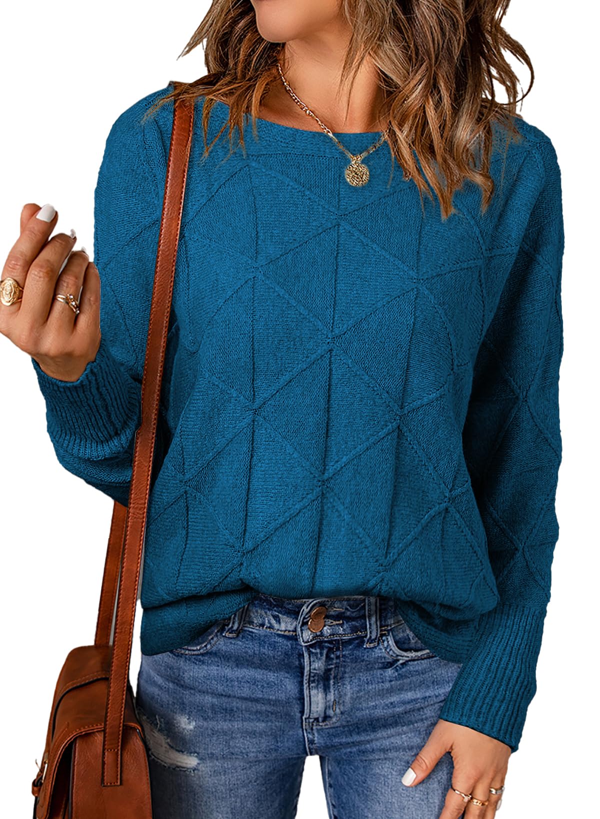 EVALESS Womens Crewneck Sweaters Batwing Sleeve Pullover Tops | Soft Lightweight Knit Sweater, Batwing Sleeve Loose Fit Clothes, Casual Fall 2026 Winter Outfits