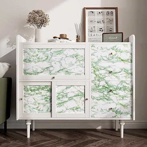 Miniatura 4 de Papel adhesivo de mármol verde para encimeras, papel tapiz de vinilo impermeable para encimeras, papel tapiz de cocina autoadhesivo decorativo para