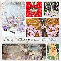 Vista 5 de Libro de invitados de quinceañera de mariposa, decoraciones de cumpleaños de mariposa, libro de invitados de mariposa para quinceañera, libro