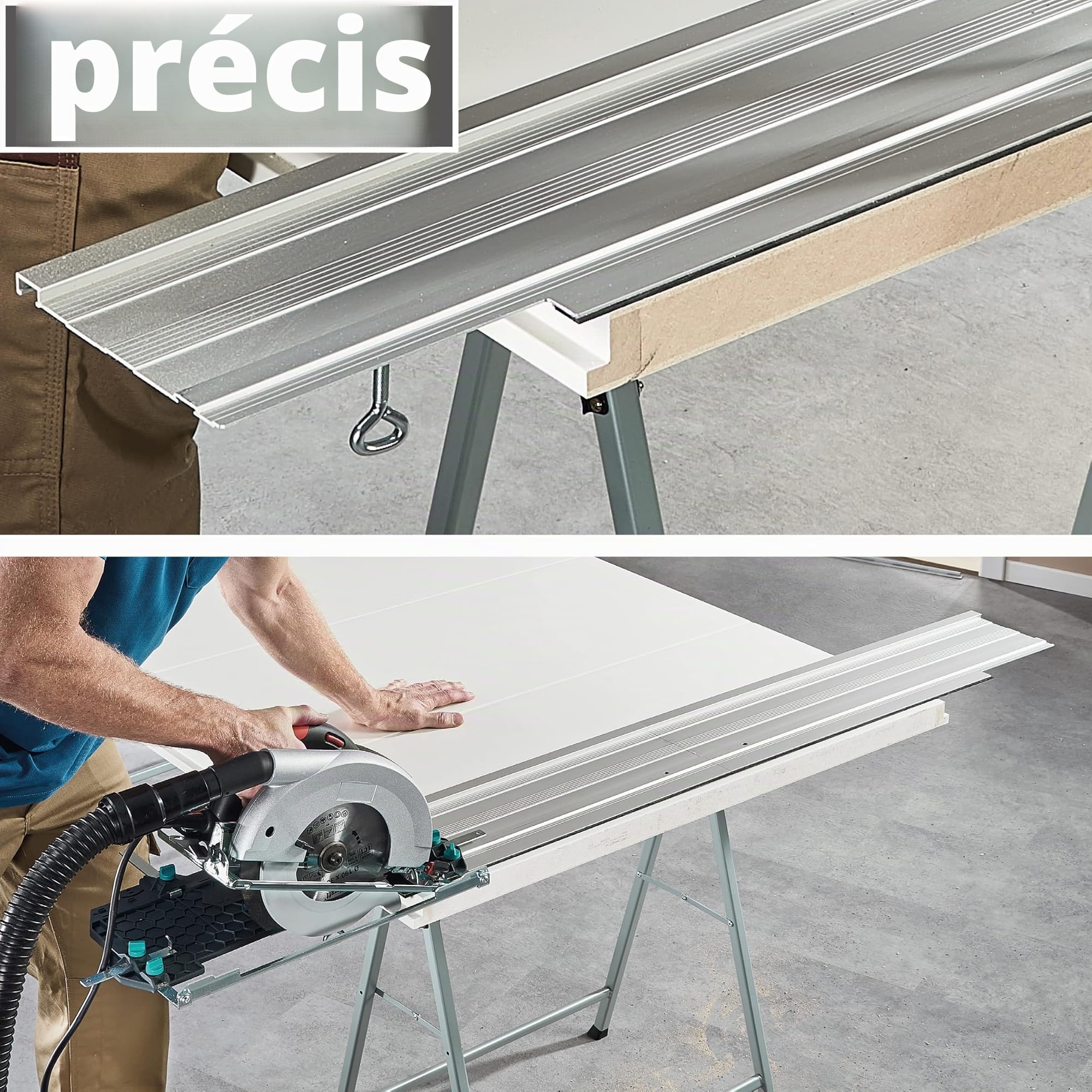 wolfcraft 6913000 - FKS 145 Rail De Guidage pour Scie Circulaire - Compatible avec toutes les Scies Circulaires - 1450 x 242 x 50 mm