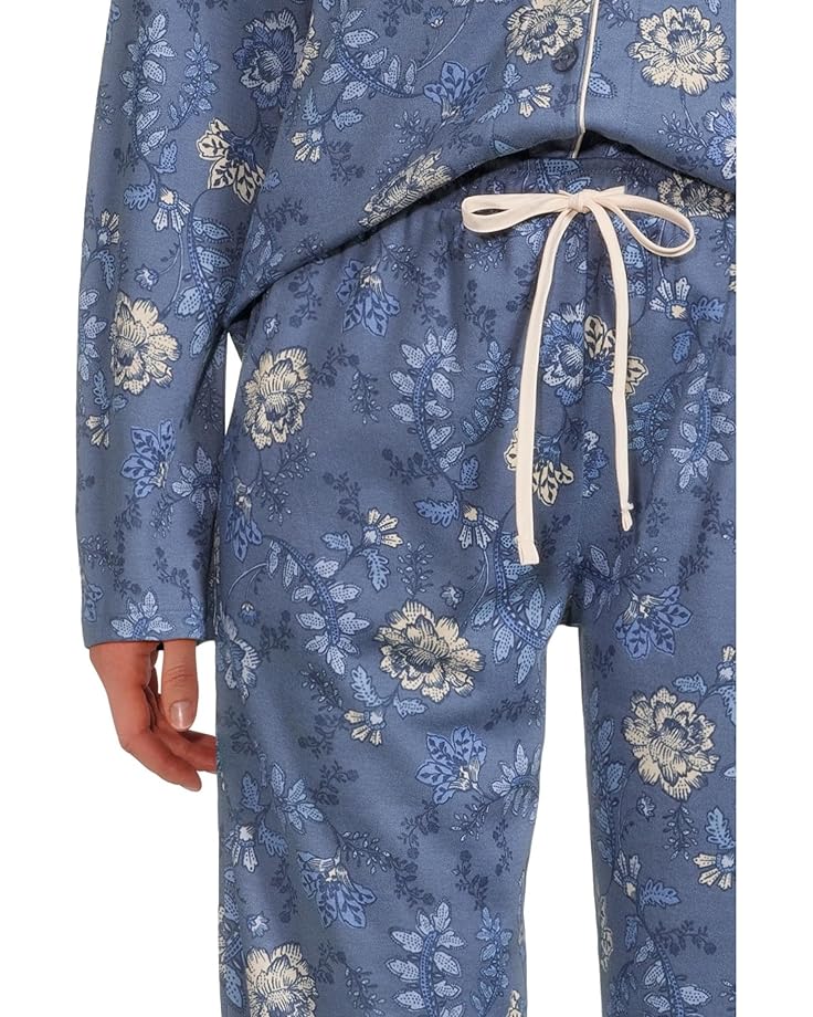 Karen Neuburger Blue Era Long Sleeve Girlfriend Pajama Set with Lace - #4 of 4