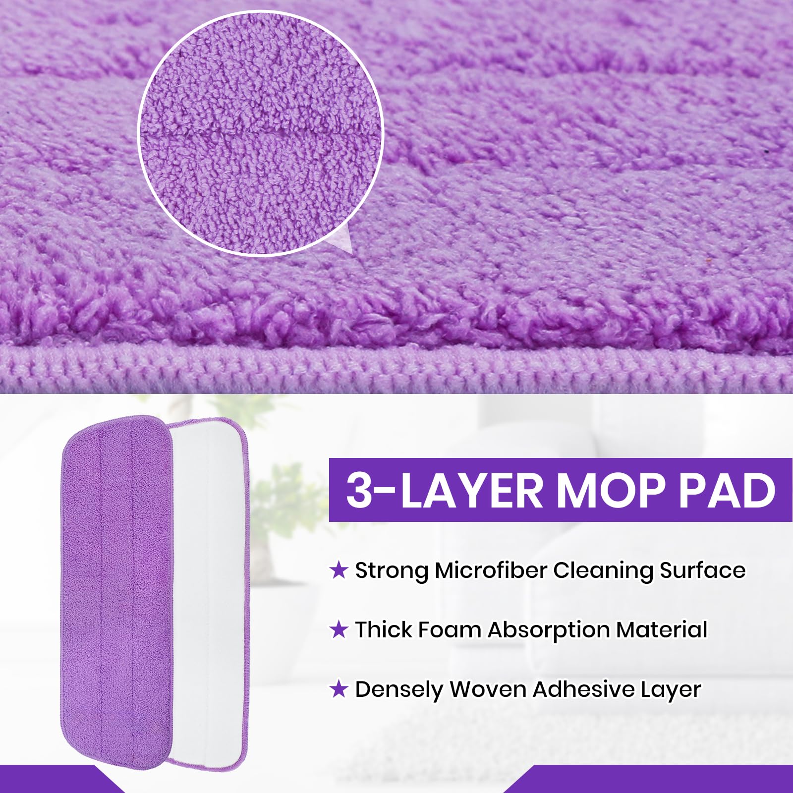 MAVRIZ Trapeador de polvo para suelos de madera dura, mopa de microfibra lavable para limpieza de suelos, mopa húmeda y seca de 60 pulgadas de largo para suelos laminados
