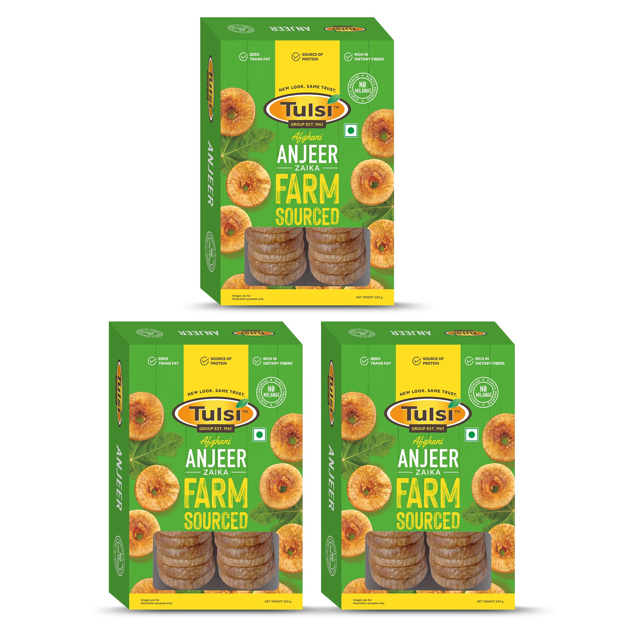 - Tulsi Afghan Anjeer Zaika 750g (250g x 3) | Figs Dry Fruits | Dried Afghani Anjeer | Dried Anjir | Rich Source of Vitamins & Dietary Fiber | Healthy Snack | Low in Calories | Fat Free | Pack of 3