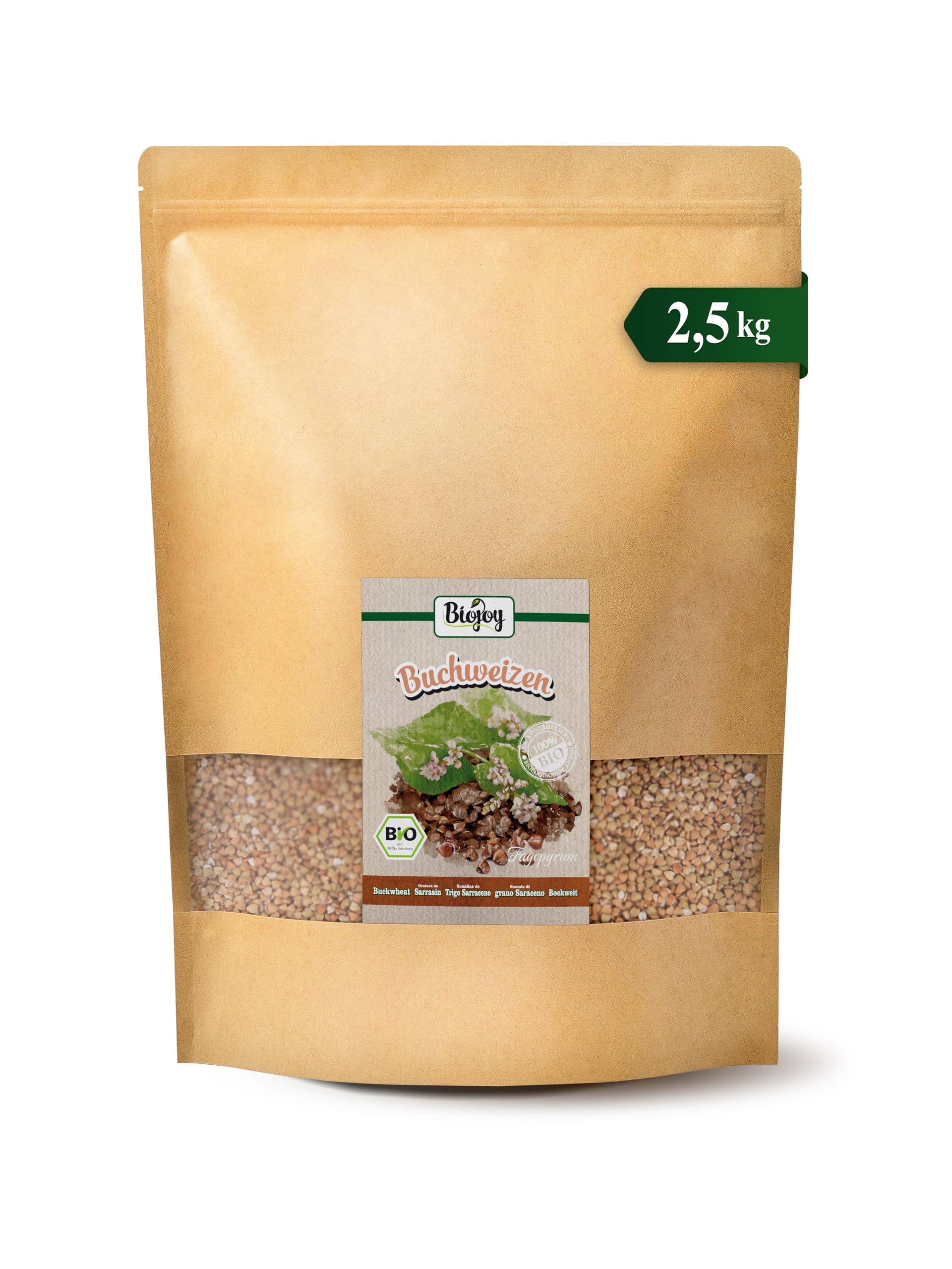 Biojoy BIO-Buchweizen (2,5 kg), roh und ganz, ohne Zusätze