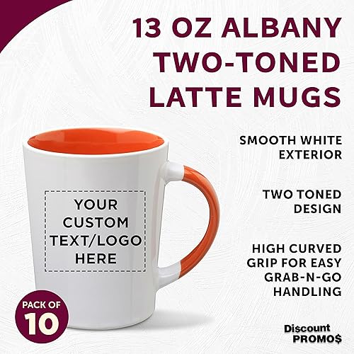 Miniatura 3 de Albany - Juego de 10 tazas de café con leche de cerámica personalizadas, 13 onzas, paquete personalizado a granel, perfectas para café, té, expreso,