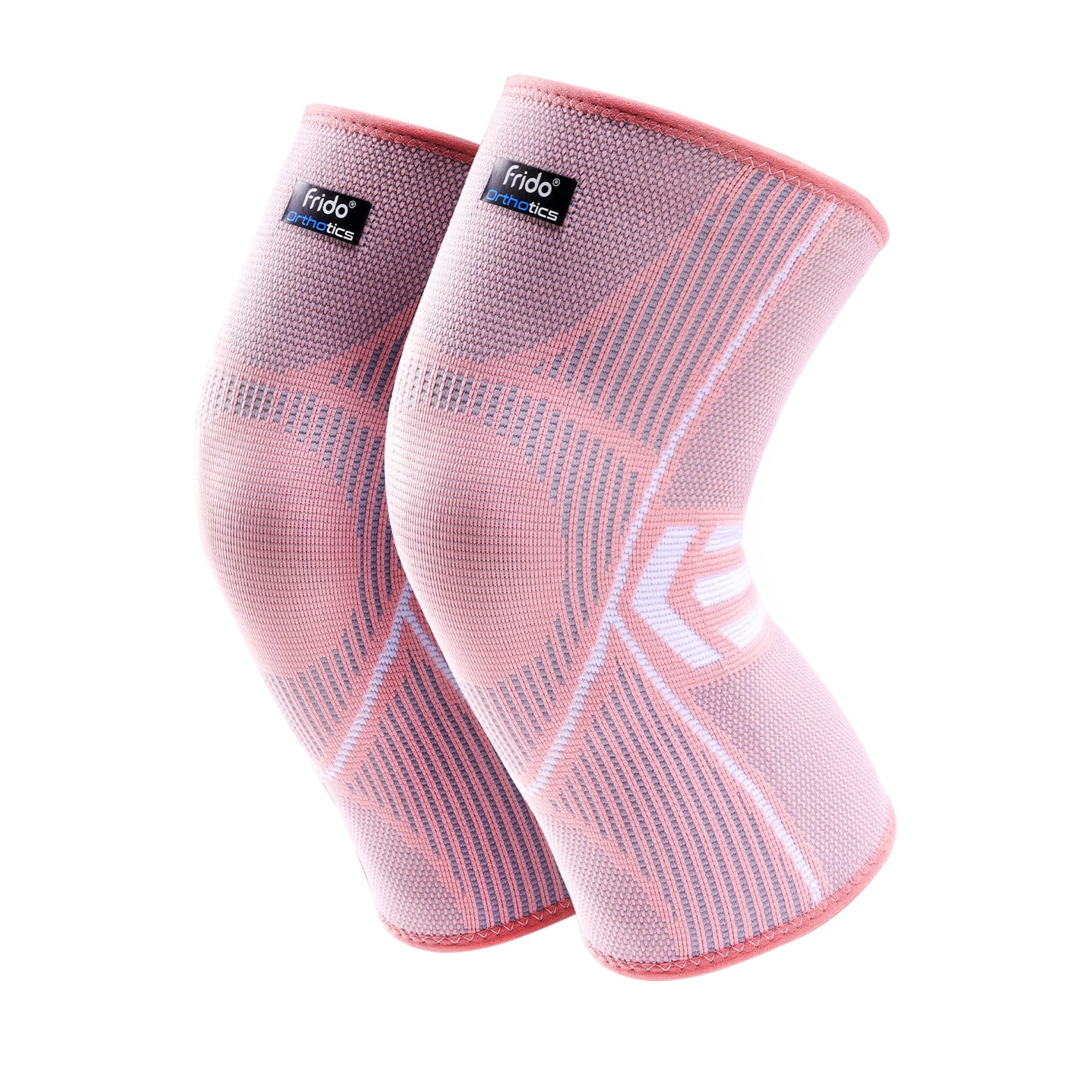 Frido Active Knee Cap Support for Men & Women | Active Compression for Pain Relief & Joint Support | Knee Sleeve for Gym, Running, Jogging, Sports & Workout | Anti-Sweat Knee Brace (1 Pair) Core Pink, M