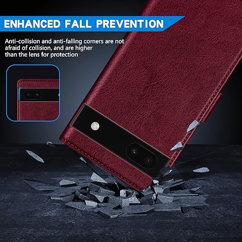 Miniatura 7 de ZZXX Funda tipo cartera para Google Pixel 6a con bloqueo RFID, ranura para tarjetas, función atril, cierre magnético, funda protectora de cuero para
