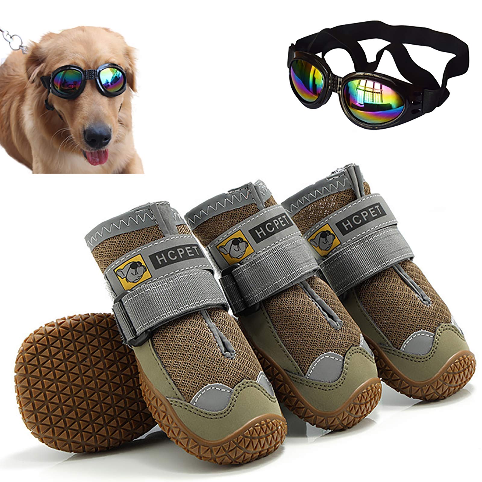 Scarpe per Animali Domestici, Occhiali per Cani Stivali Traspiranti per Cuccioli Stivali Antiscivolo da Neve per Cani da Compagnia per Cuccioli Caldi Scarpe da Pioggia per Cani,Giallo,6#6.5cm