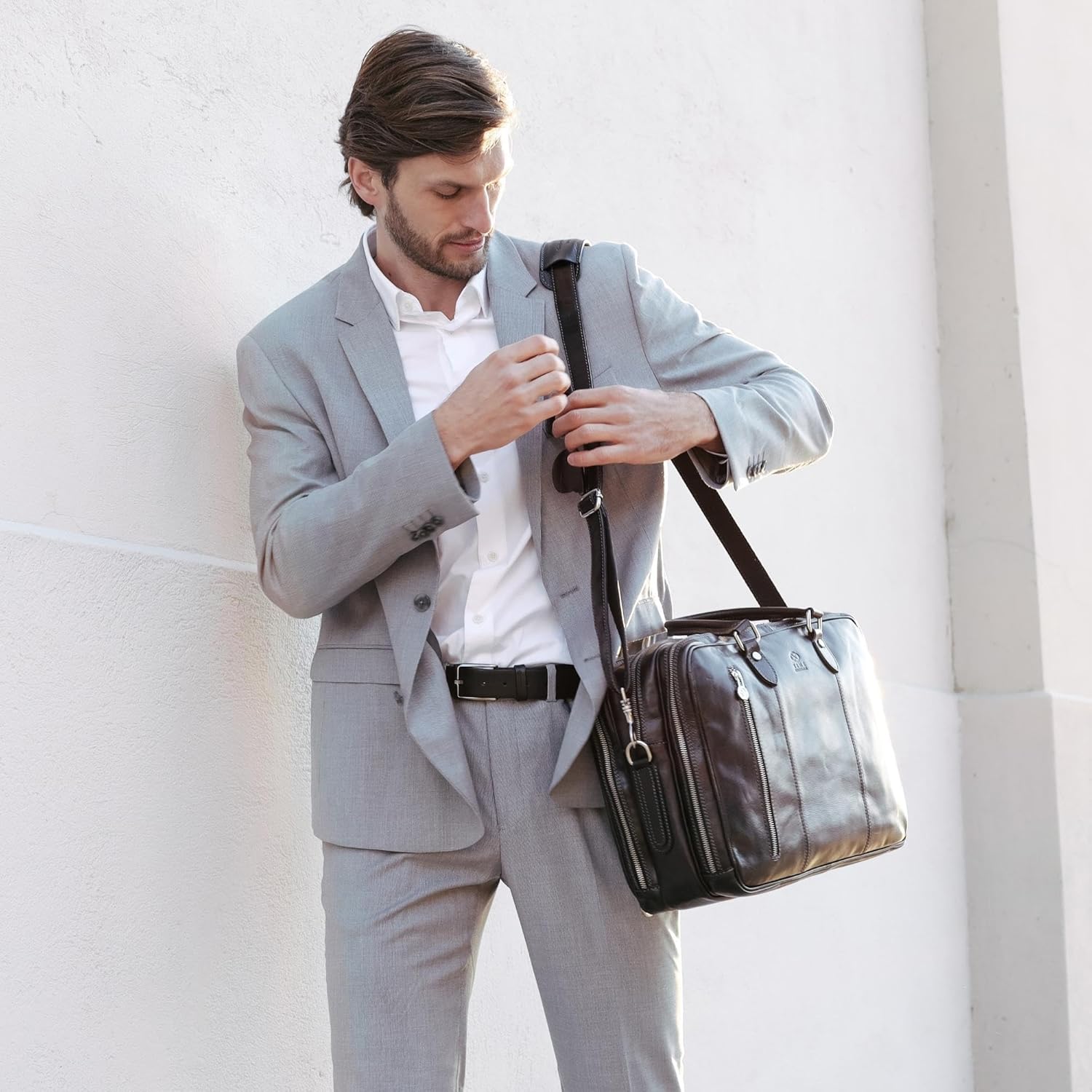 Time Resistance Leather Laptop Briefcase - Full Grain Leather Computer Bag for Men and Women | Leather, Full Grain Leather - Image 3