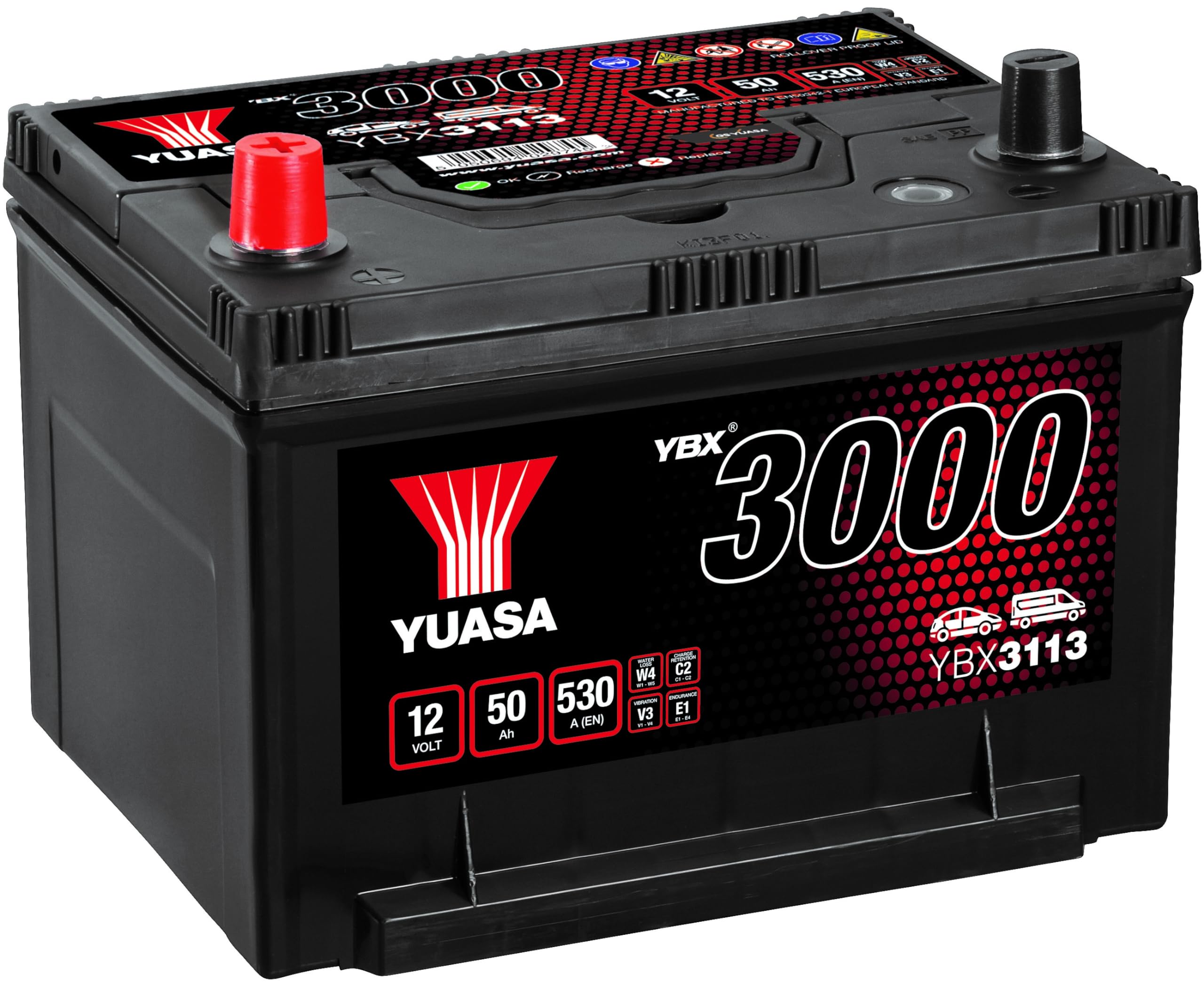 Yuasa YBX3113 12V 50Ah 530CCA Sealed Maintenance Free High Performance Battery