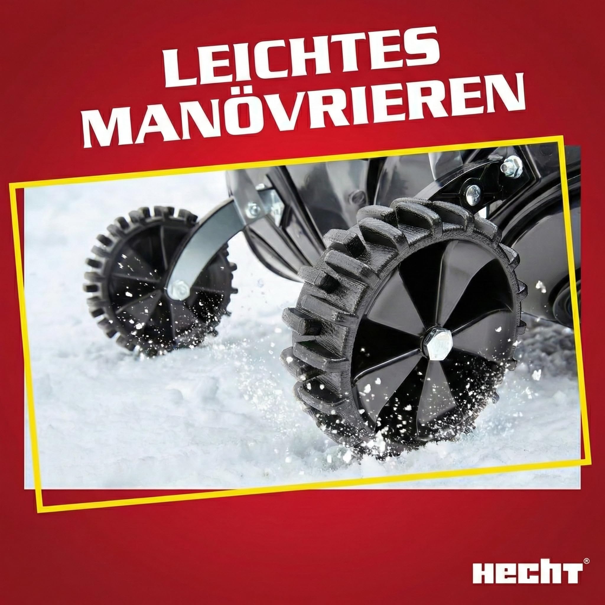 HECHT Großer Schneeschieber mit ergonomischem Stahlstiel – Schiebekante mit Stahlprofil – Schaufel im Winter perfekt – Profi Schneeschaufel mit Rädern jetzt günstig kaufen