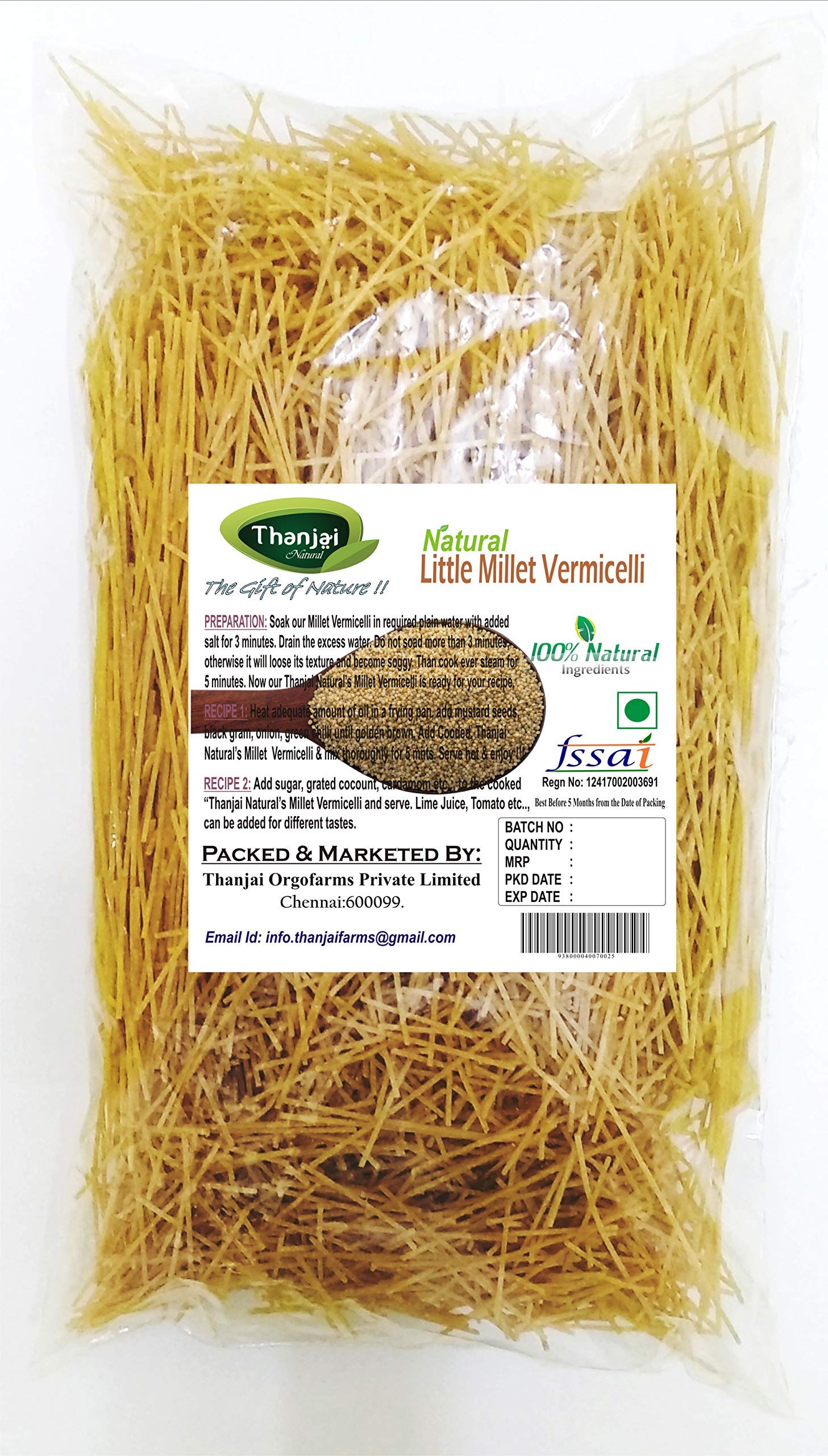 Thanjai Natural Vermicelli 1600 Grams Semiya 8 Varieties (Corn Millet