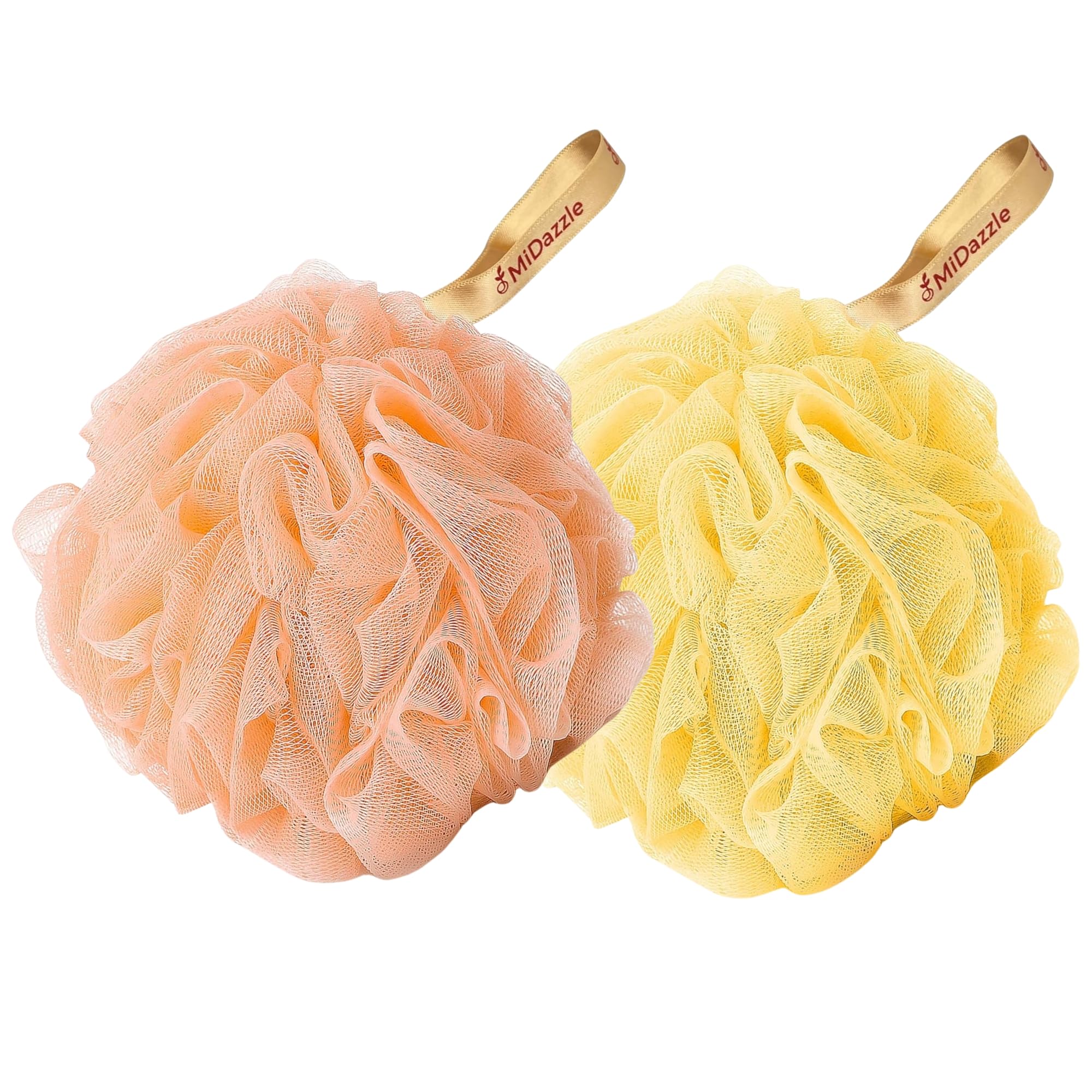 omidazzle Midazzle Luxury Loofah Bathing Sponge Exfoliator Scrubber for High Lather Cleansing (Small, Pack of 2, Orange & Yellow)-picture-16