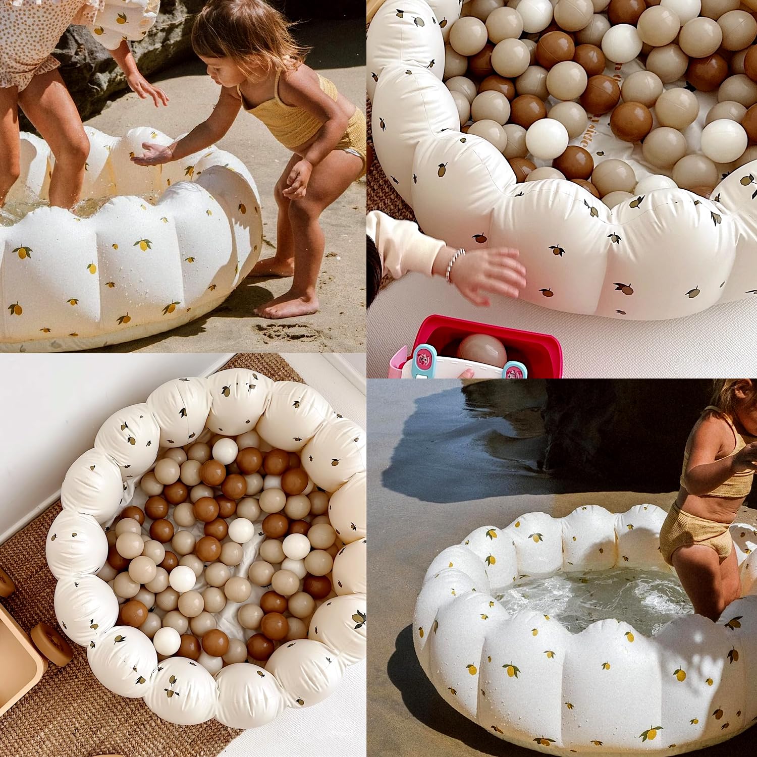 Aufblasbares Schwimmbecken Kinder, 90cm Planschbecken Klein, Kinderpool Babypool, Runde Schwimmbad Faltbar, Aufblasbare Badewanne Dusche, Inflatable Swimming Pool für Balkon
