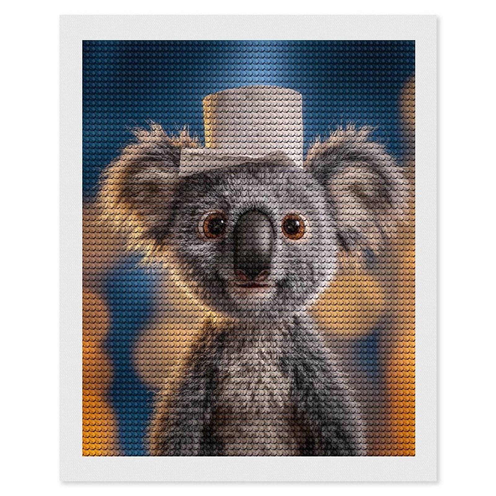 Junmoney Koala with Toilet Paper Hat DIY Diamond Art Canvas Kit 16"x20", Decorate Your Room, Sparkling Round Gems, Fun Craft Experience, Farmhouse Decor