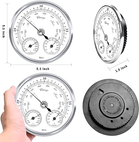 Miniatura 2 de Termómetro barómetro para exteriores, higrómetro, estación meteorológica de 5 pulgadas, pared de casa, barco de pesca, habitación de bebé, oficina