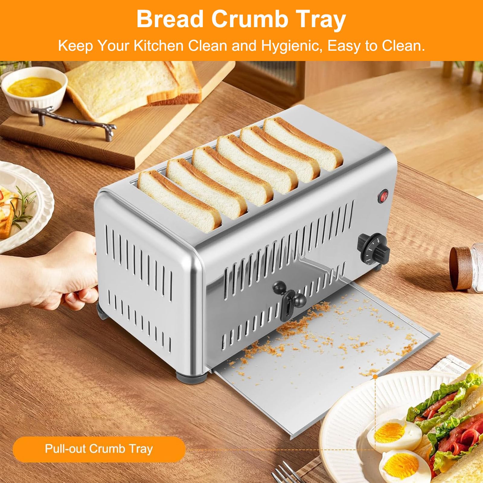 Tostadora Comercial de 4/6 Ranuras con Función de Temporizador, Tostadoras 4 con Ranuras Anchas, Tostadora Comercial de 6 Ranuras, Horno Tostador Comercial,4 Slice