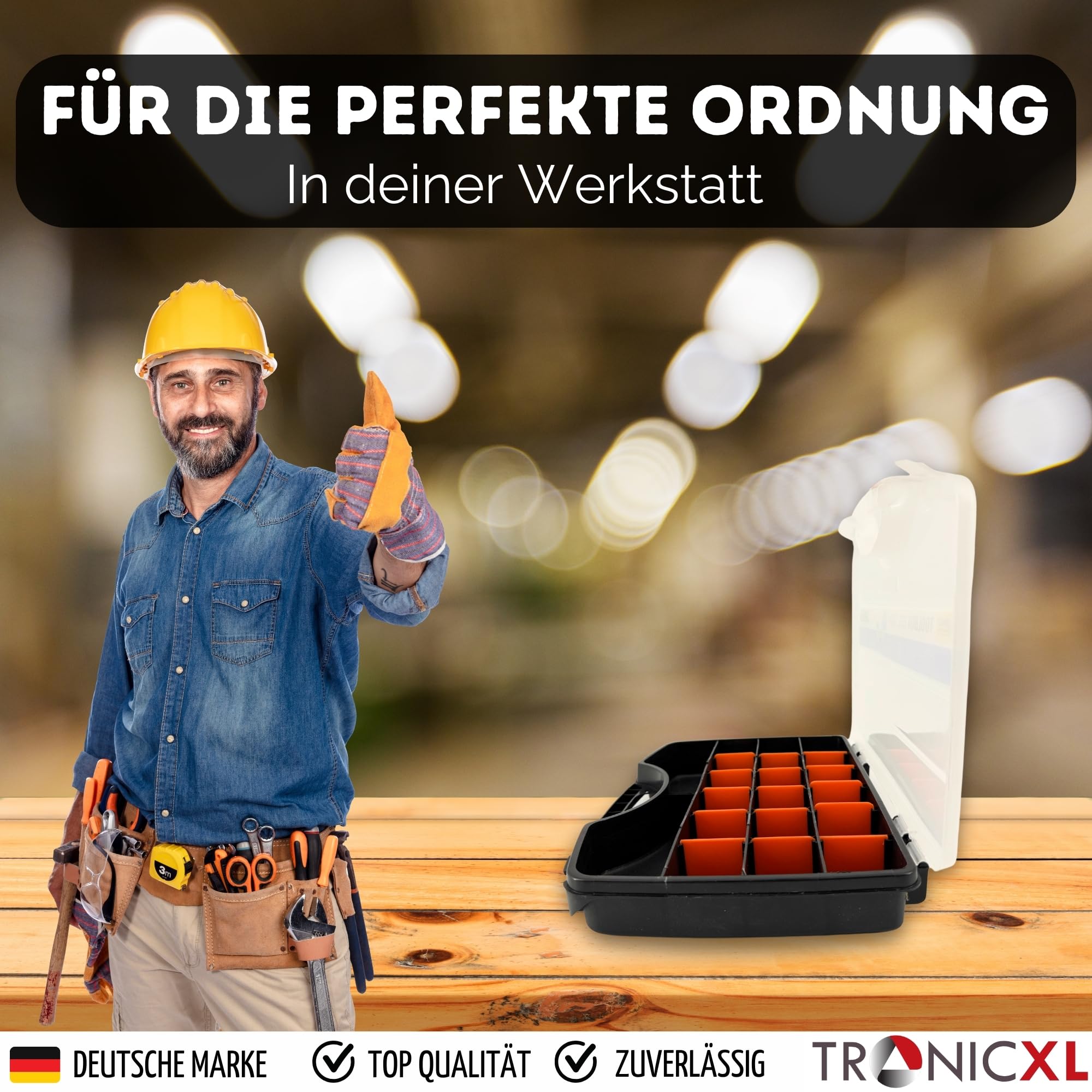 TronicXL 10 Stück Sortimentskasten Sortimentsboxen Sortierbox für Kleinteile I Innenteiler anpassbar I bis zu 25 Fächer I Werkstatt stapelbar Kleinteilemagazin Aufbewahrungsbox Schrauben Nägel Dübel