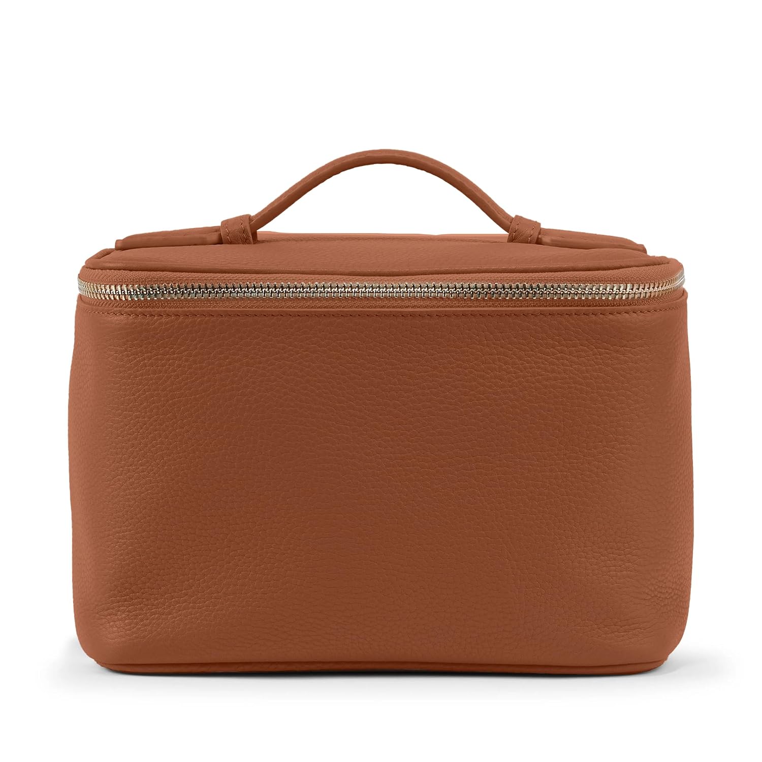Leatherology Medium Train Case - Makeup & Toiletry Bag - Saddle Brown