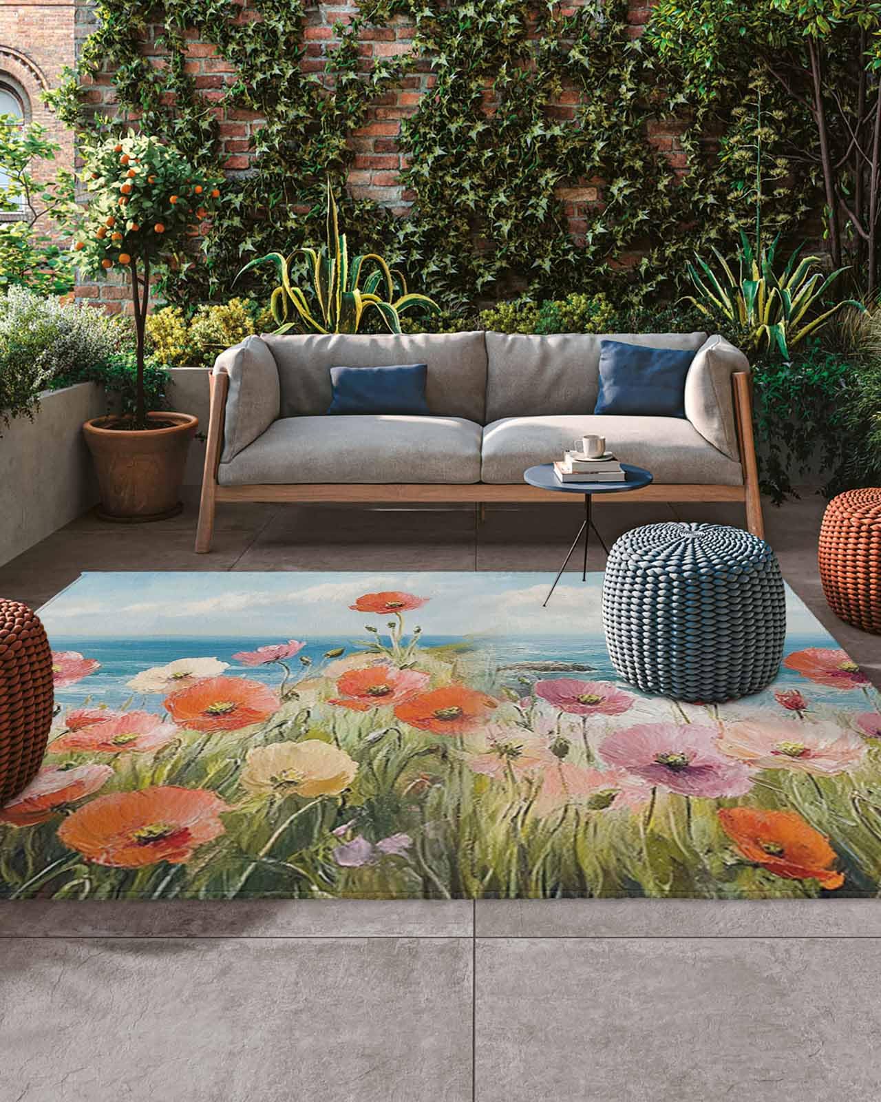 Amazon.com: Watercolor Concubine Flower Outdoor Rug 5x8ft