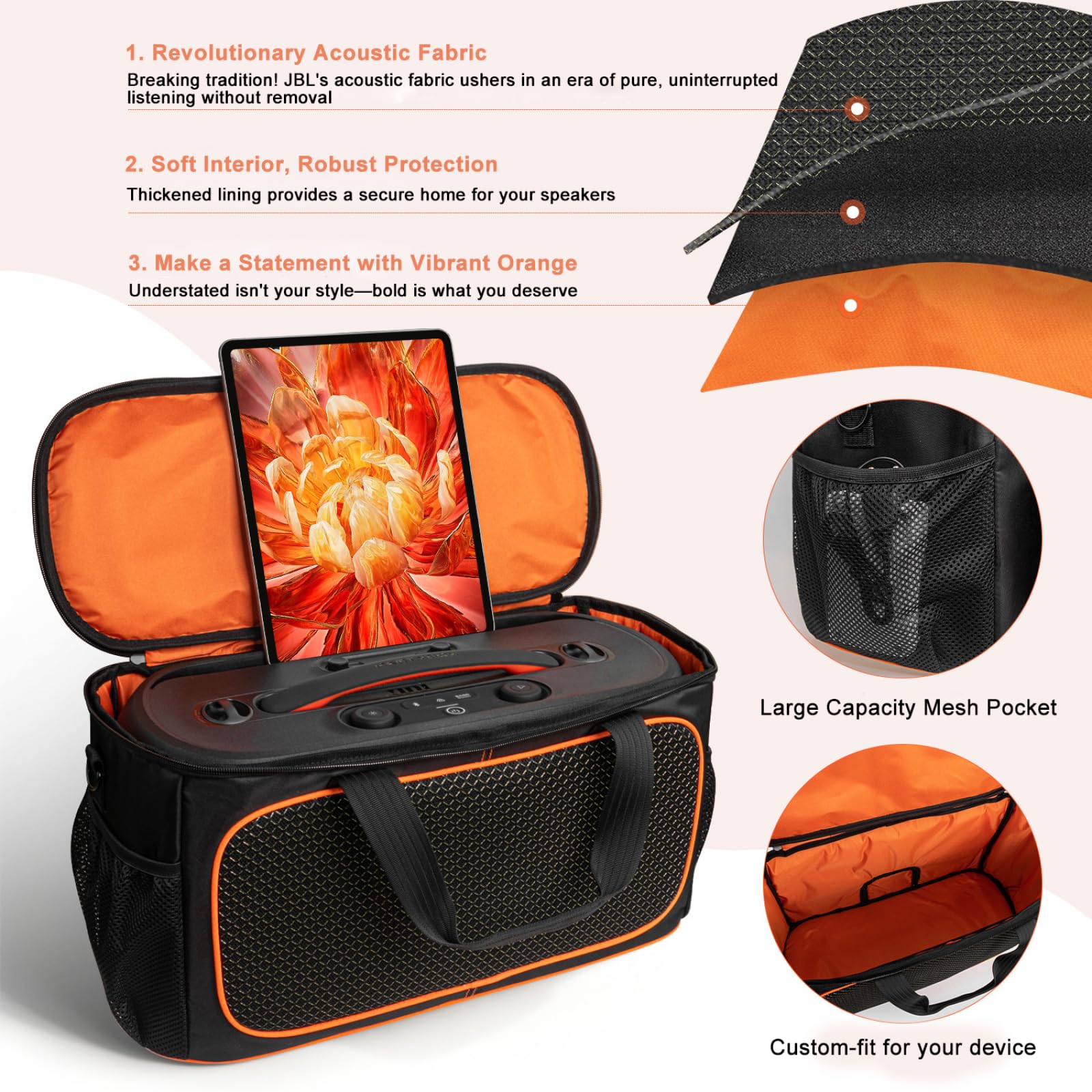 Pokrowiec na głośnik do JBL Partybox ON-THE-GO 2, przenośna torba do przechowywania, ochronna torba podróżna, materiałowa torba (bez paska na ramię)