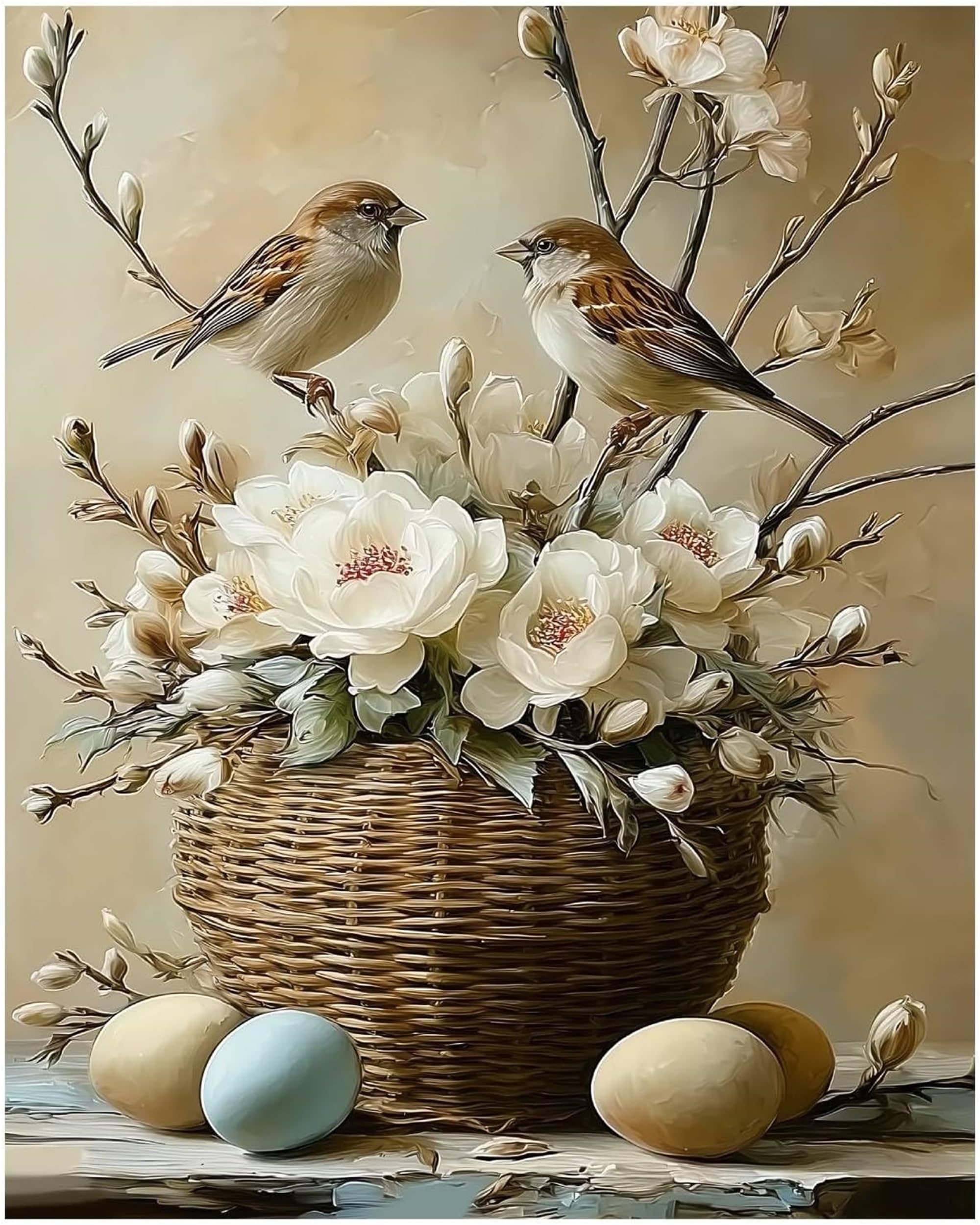 DIY Paint by Number for Adults,Painting Kits for Adult,Color by Numbers,Paint by Number Canvas Crafts Watercolor for Beginner Room Decor (Flower Bird)