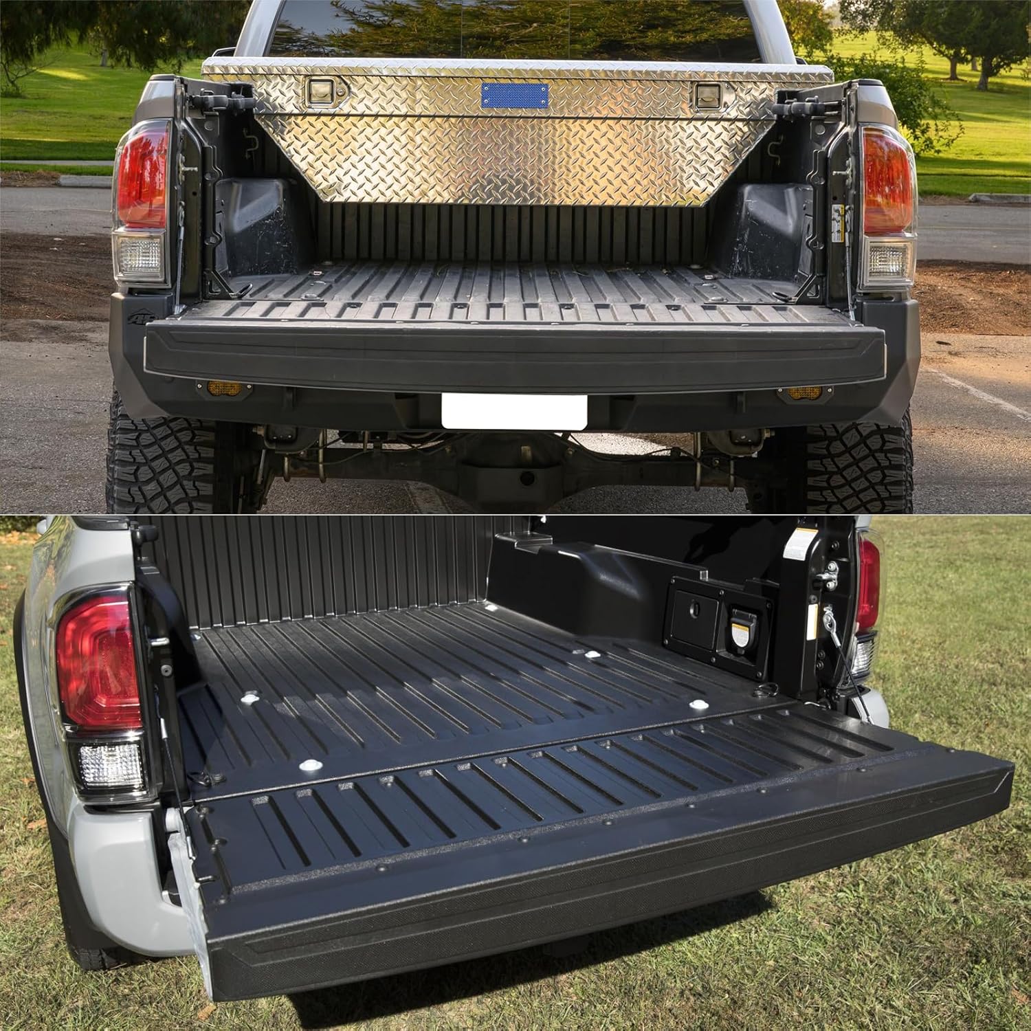 FREEMOTOR802 Tailgate Top Protector, Compatible with 2016-2023 Toyota Tacoma, PP Pickup Truck Tailgate Molding Upper Spoiler Cap Cover Guard Replacement (Matte Black)