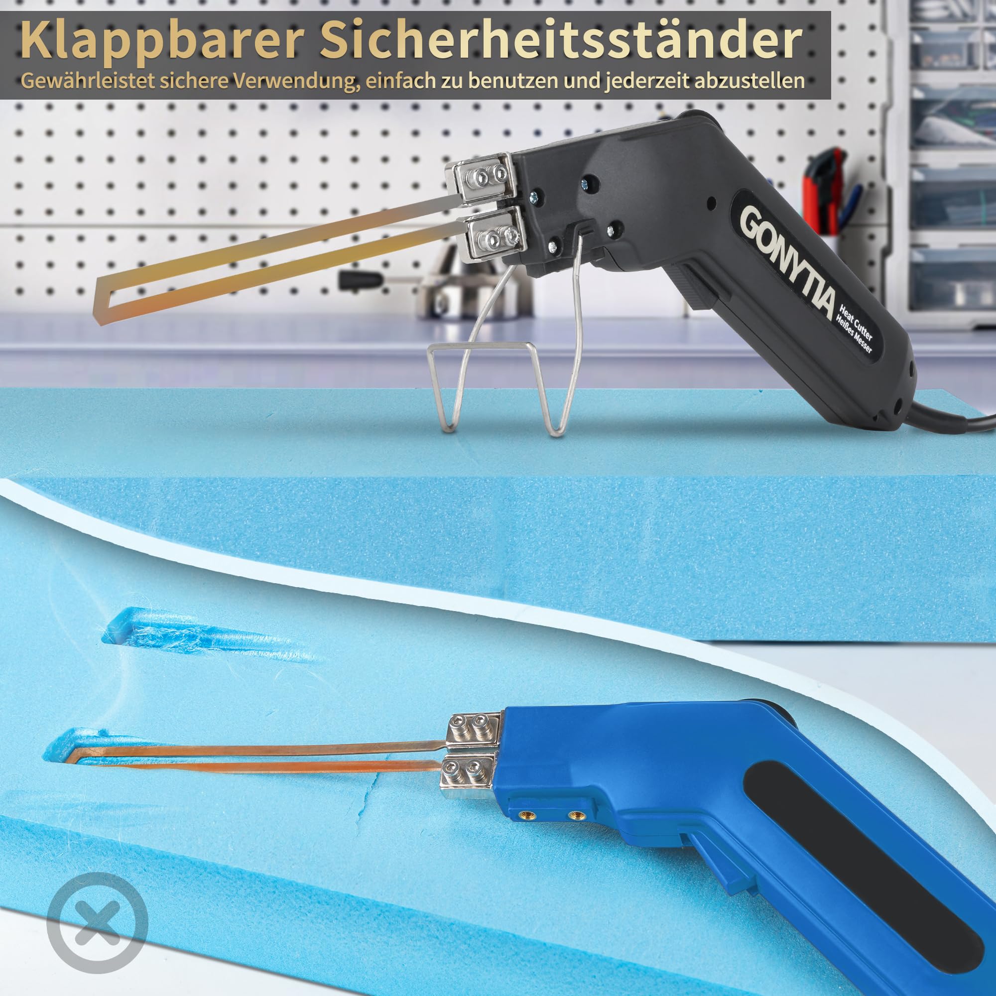 Styroporschneider Styrocutter mit 2x 150mm + 2x 200mm geraden Klingen Styroporschneider - Handschneider mit Klingen