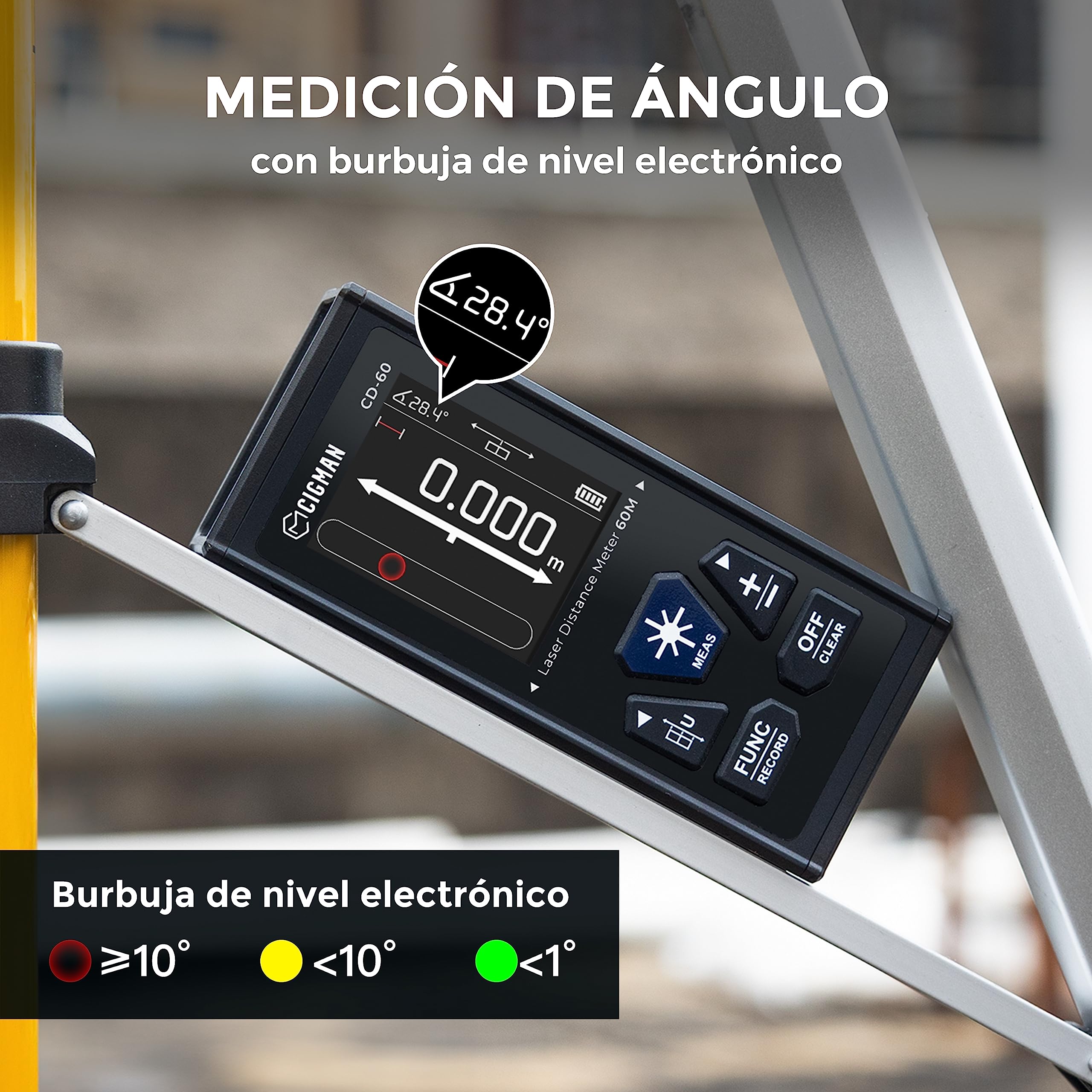CIGMAN Telémetro Láser Bilateral, hasta 120m (hasta 60 m en Cada dirección), batería Recargable, Cable de Carga Tipo C, CD-60
