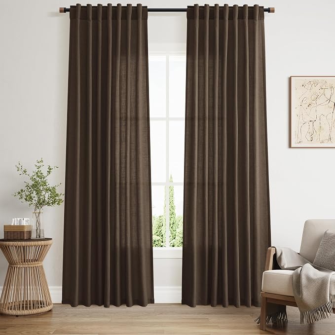 Chocolate Linen Curtains 84 Inch Length 2 Panels