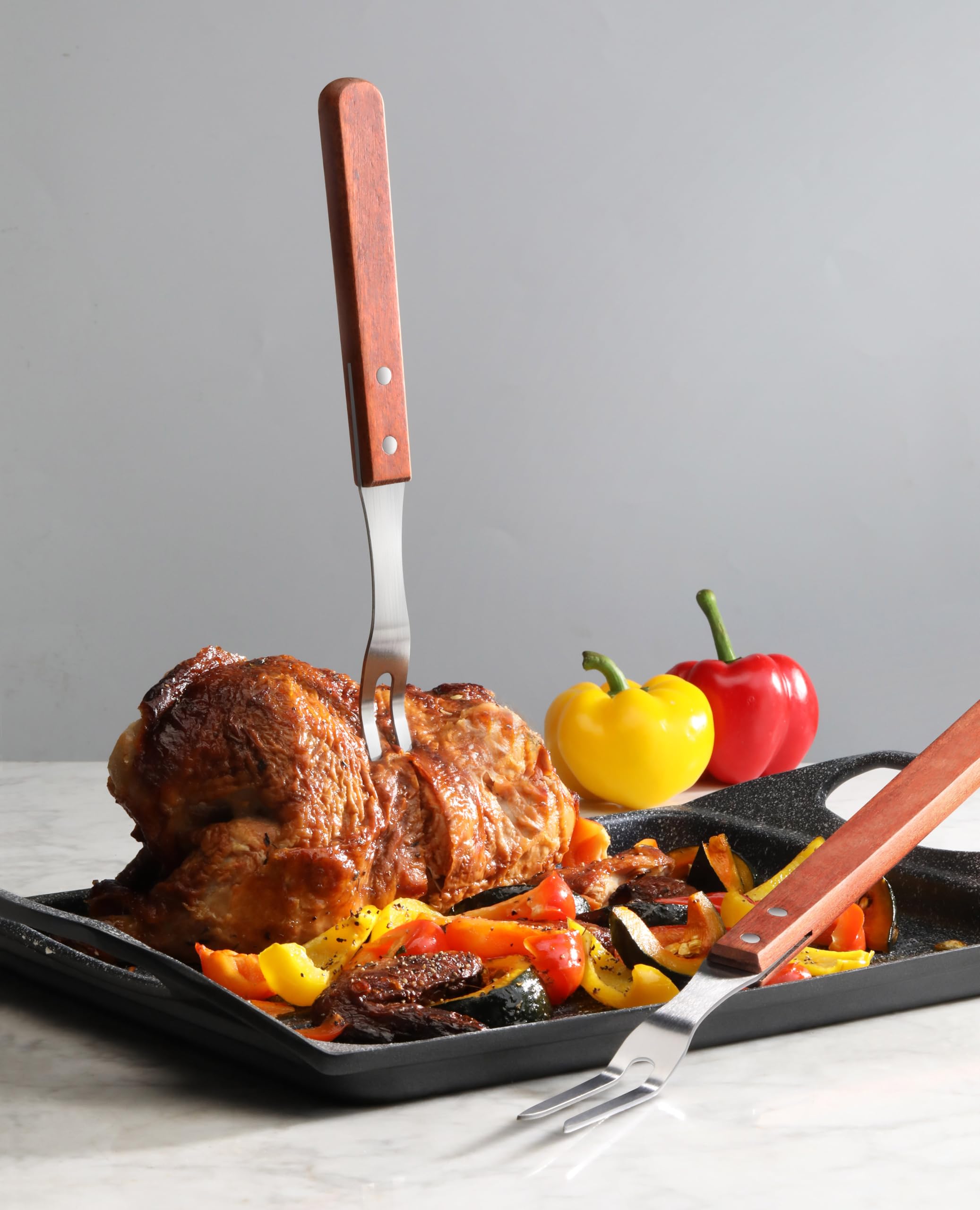 New Star Foodservice 38224 Holz Griff Grill Gabel, 33 cm