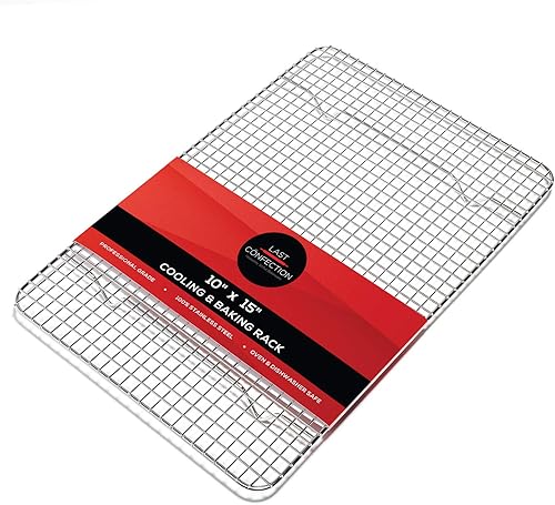Last Confection Rejilla de acero inoxidable para hornear y enfriar, 10 x 15 pulgadas, estante de alambre para hornear galletas