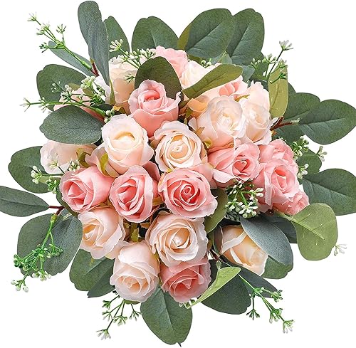 Ageomet 24 flores artificiales de rosas, flores de seda con tallos, ramo de flores falsas, centros de mesa de boda, mesa de fiesta, arreglos disponible en Yaxa Colombia