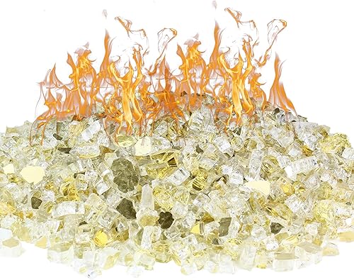 CYS EXCEL Vidrio reflectante dorado para hoguera (10 libras, aprox. 1 pie cuadrado), múltiples opciones de color, cristales de roca de vidrio