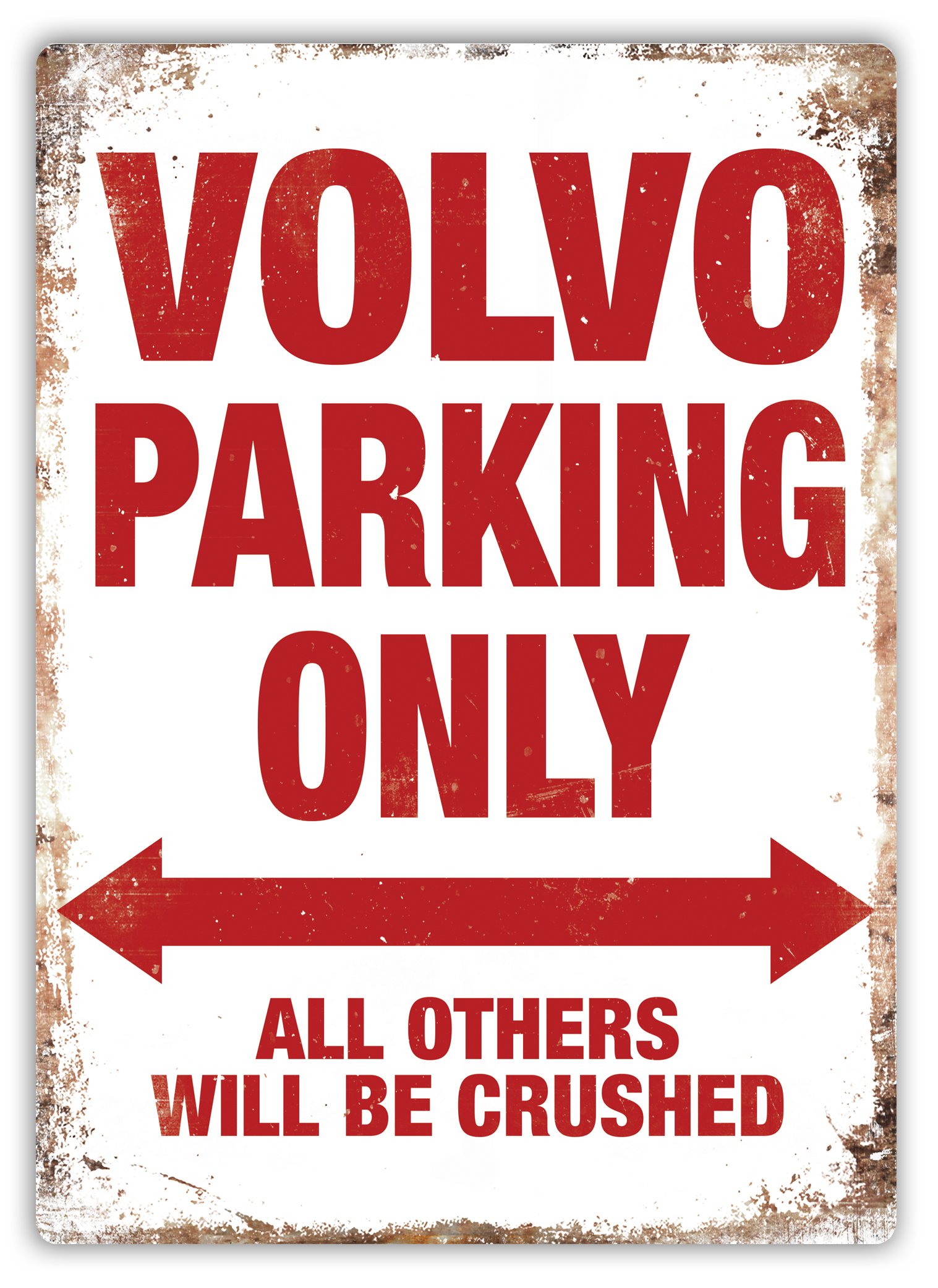 Volvo Parking - Metal Wall Sign Plaque Art Inspirational, red, 200 mm x 280 mm