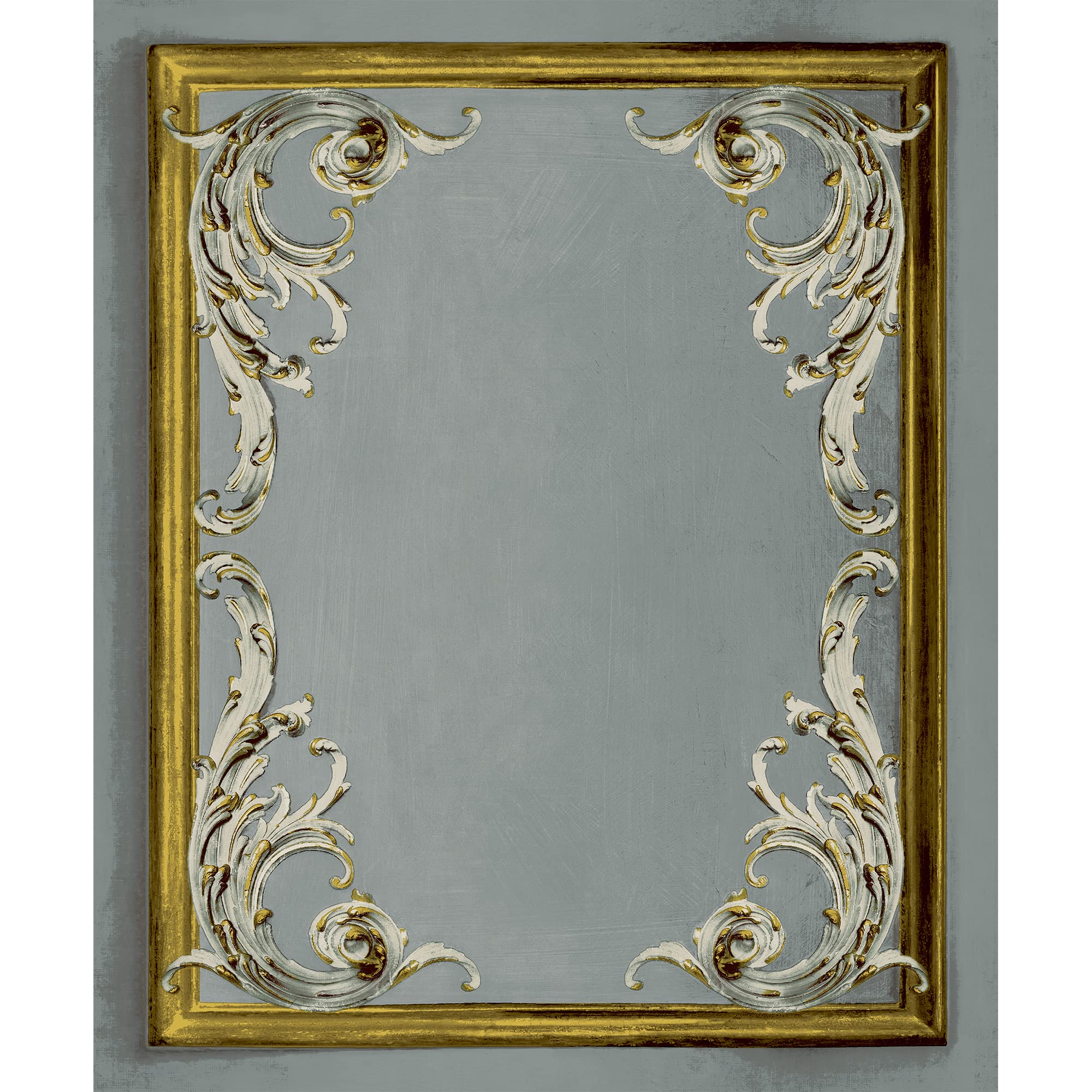 Grandeco Grey Paul Moneypenny Rococo Plaster Panel Wallpaper