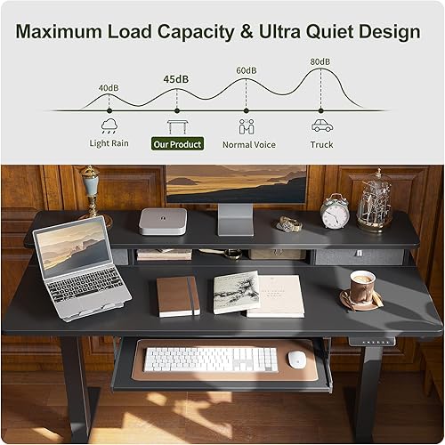 Miniatura 8 de BANTI Escritorio eléctrico de pie ajustable de 48 pulgadas de altura con bandeja para teclado, escritorio de oficina en casa, estación de trabajo